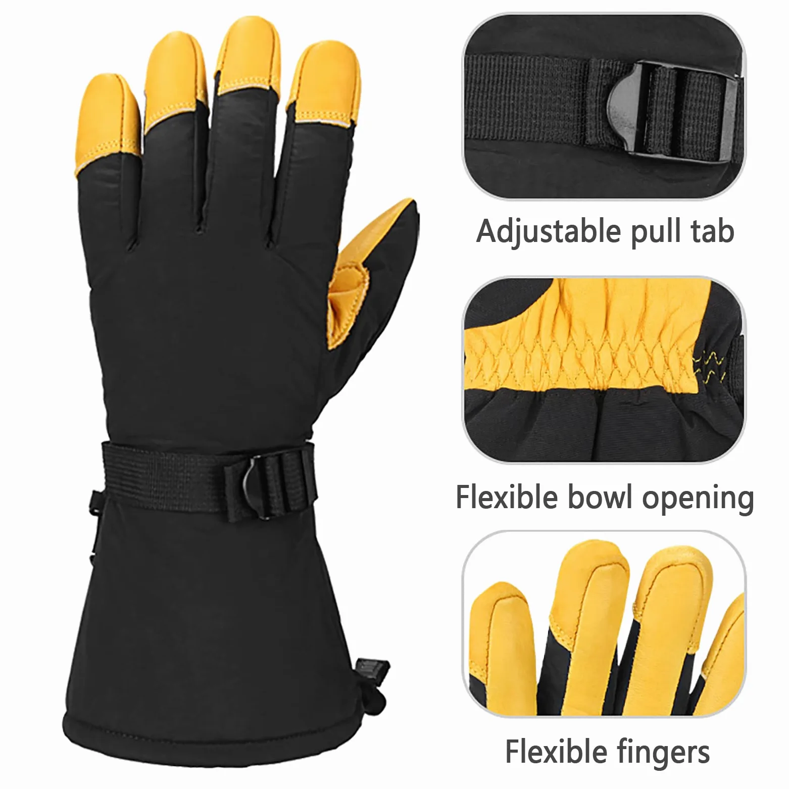 Gants d'hiver Hommes Femmes Gants de Ski Imperméables Gants de Temps Froid Gants Coupe-Vent Gants de Cyclisme d'hiver Chauds pour Le Temps Froid