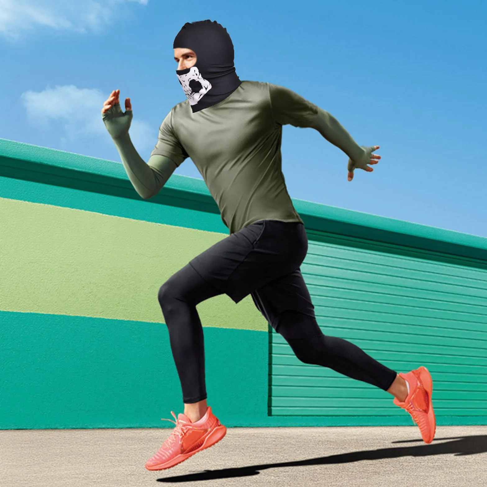 EUPSIIU 3 Pièces Cagoule Ghost Cagoule Moto Cagoule Skull Cagoule Ghost Masque Ghost Imprimez Masque Balaclava Ghosts Skull Masque Full Face Masque Balaclava Call of Duty Ghost, Taille unique