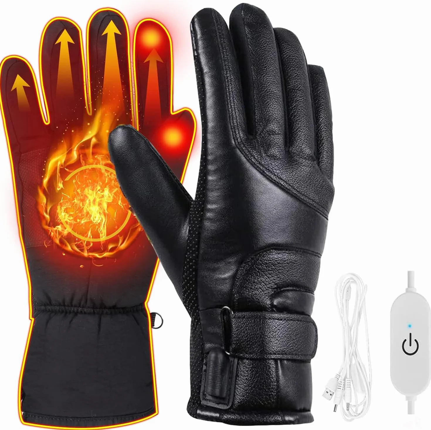 Cablelera Gants Chauffants USB Homme Femme Imperméables Écran Tactile Moto Vélo Ski