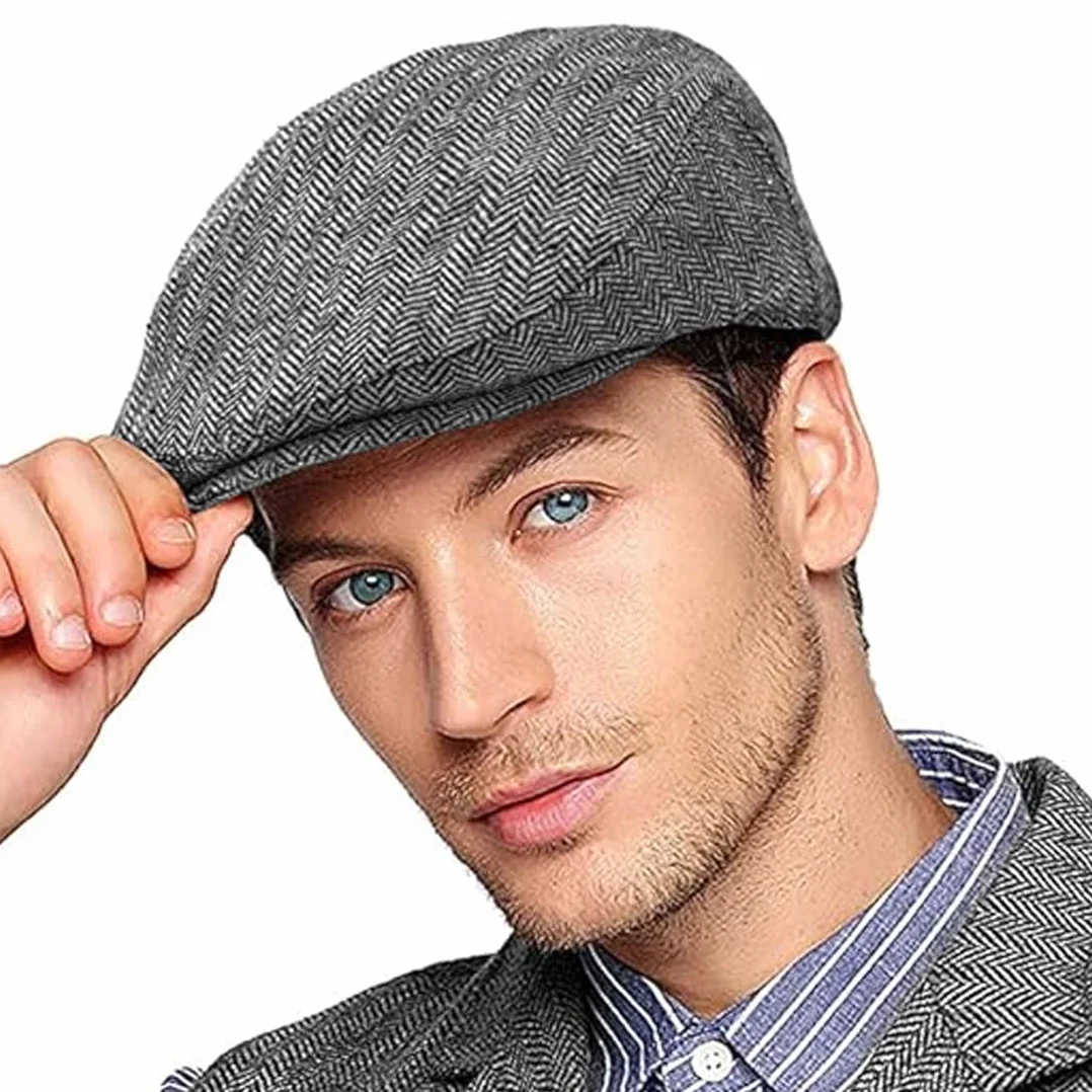 Béret Homme Pur Chanvre Gris Taille Unique Casquette Plate