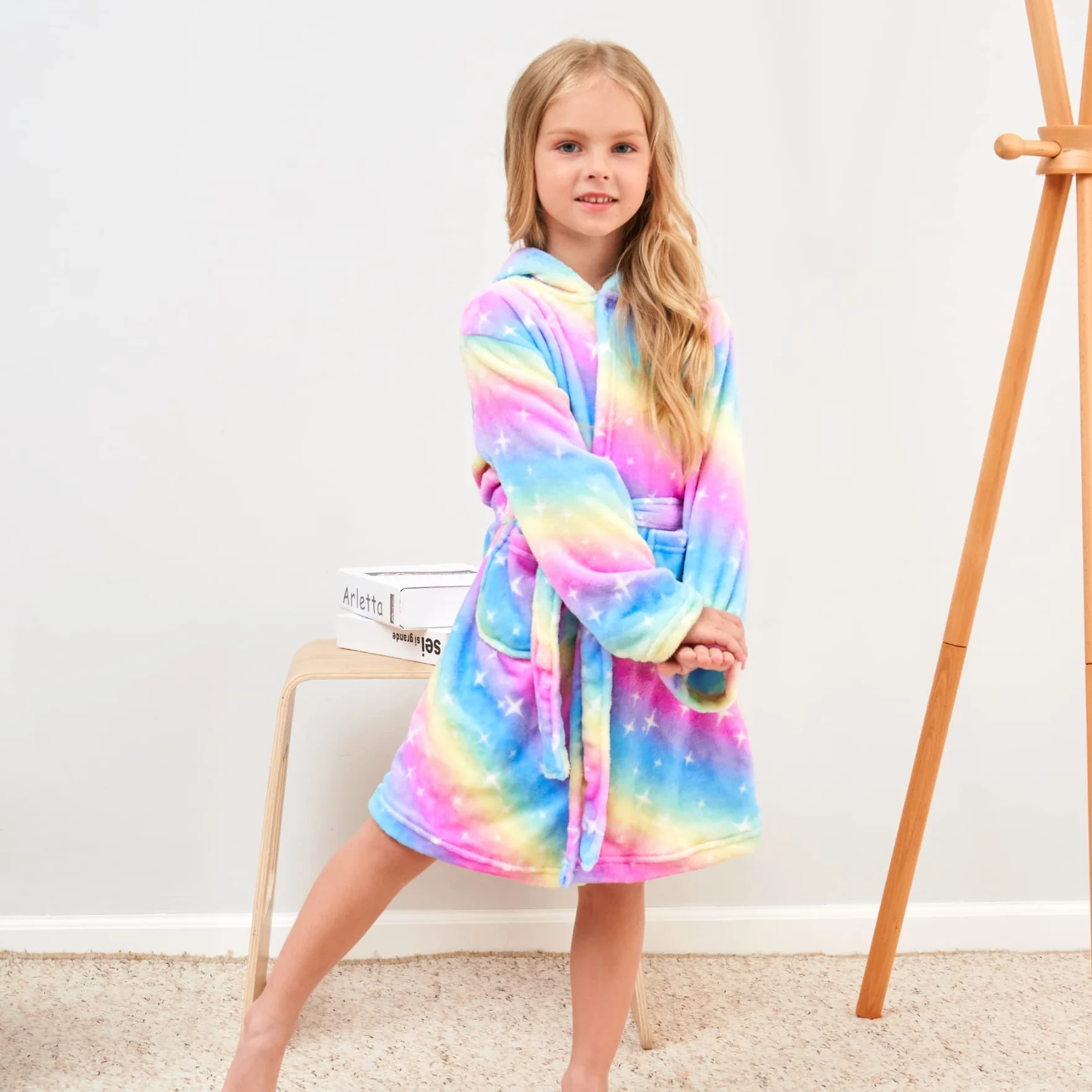 Ceruwum Peignoir Licorne pour Filles Robes de Chambre en Molleton Doux avec Capuche