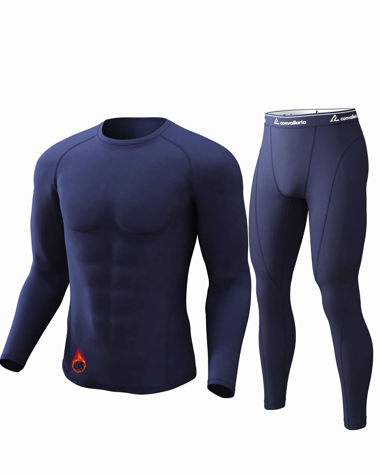 Sous-Vêtements Thermiques pour Hommes - Fonctionnels Thermoactifs Respirants, de Ski en Polaire Intérieure - Ensemble Doux