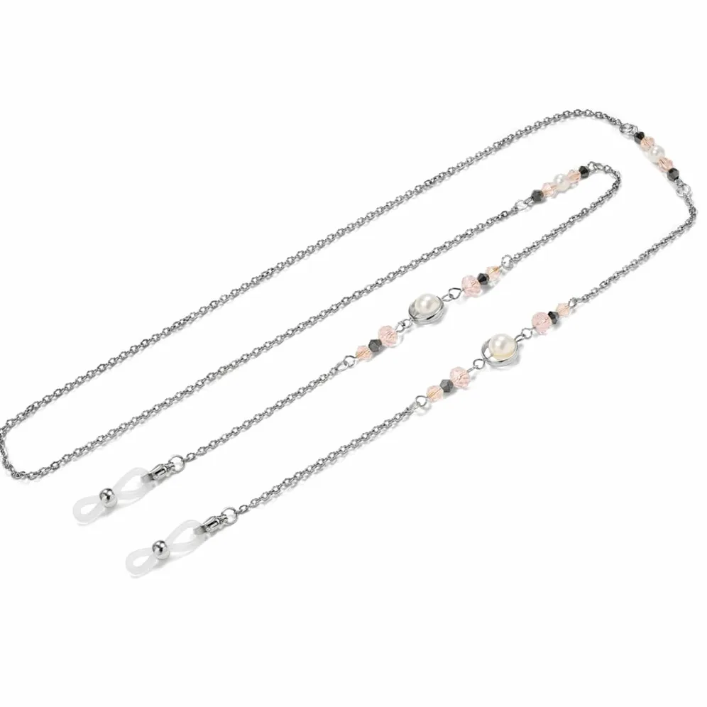 Chaîne en Acier Inoxydable pour Lunettes de Soleil, Cordon en Perles et Cristaux pour Femme