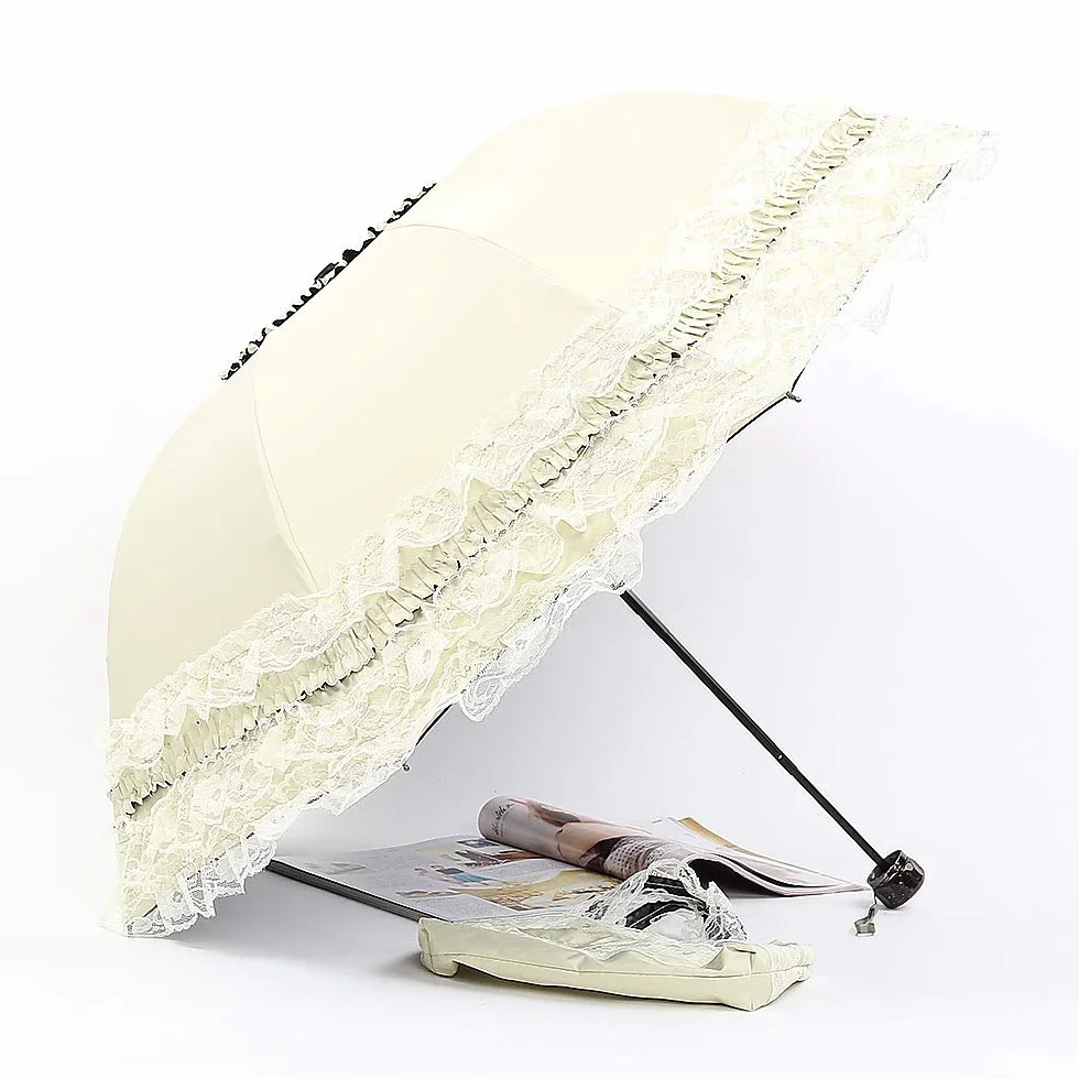 Ombrelle anti uv pliable femme 50 pliant Dentelle avec sac de rangement