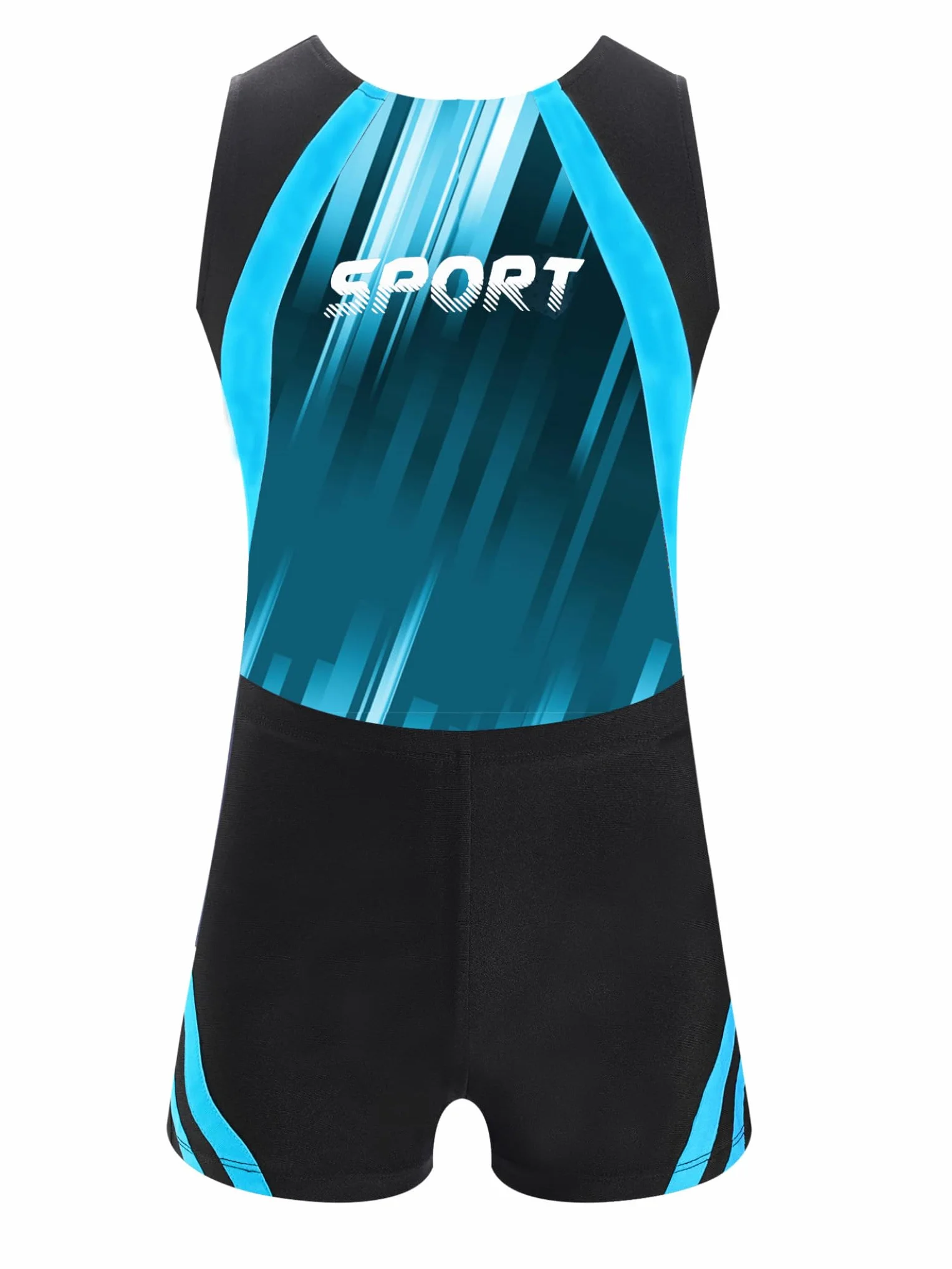Enfant Garçon Justaucorps Gymnastique Short Leotard Gym Danse Tenue de Spectacle Body Combishort 5-16 Ans