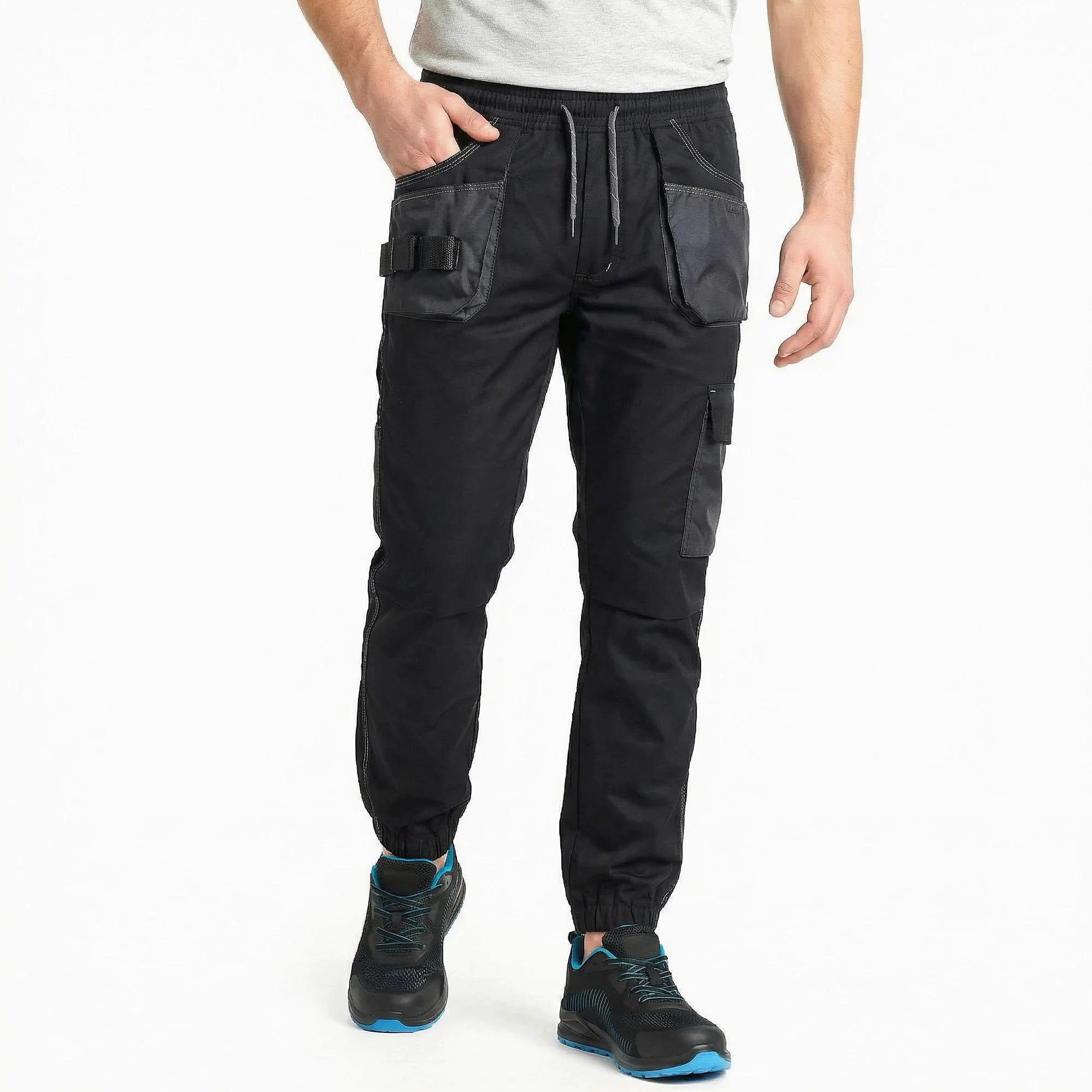 DINOZAVR Revolt Sport Pantalon De Travail Homme - Pantalon Homme Sportif en Matière Extensible avec Élasthanne, Triple Couture, Détails Réfléchissants, Ceinture Élastique