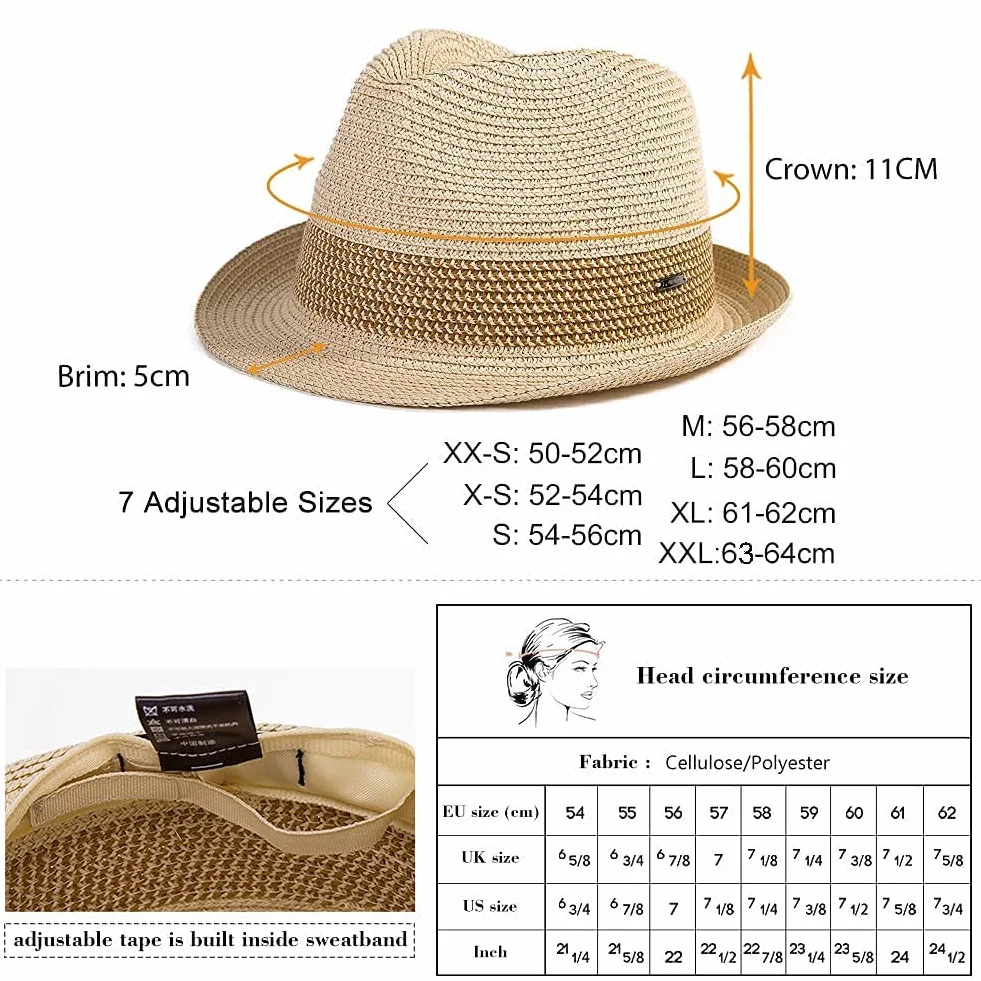 Siggi Chapeau Fedora Paille Tresse Panama Plage Été