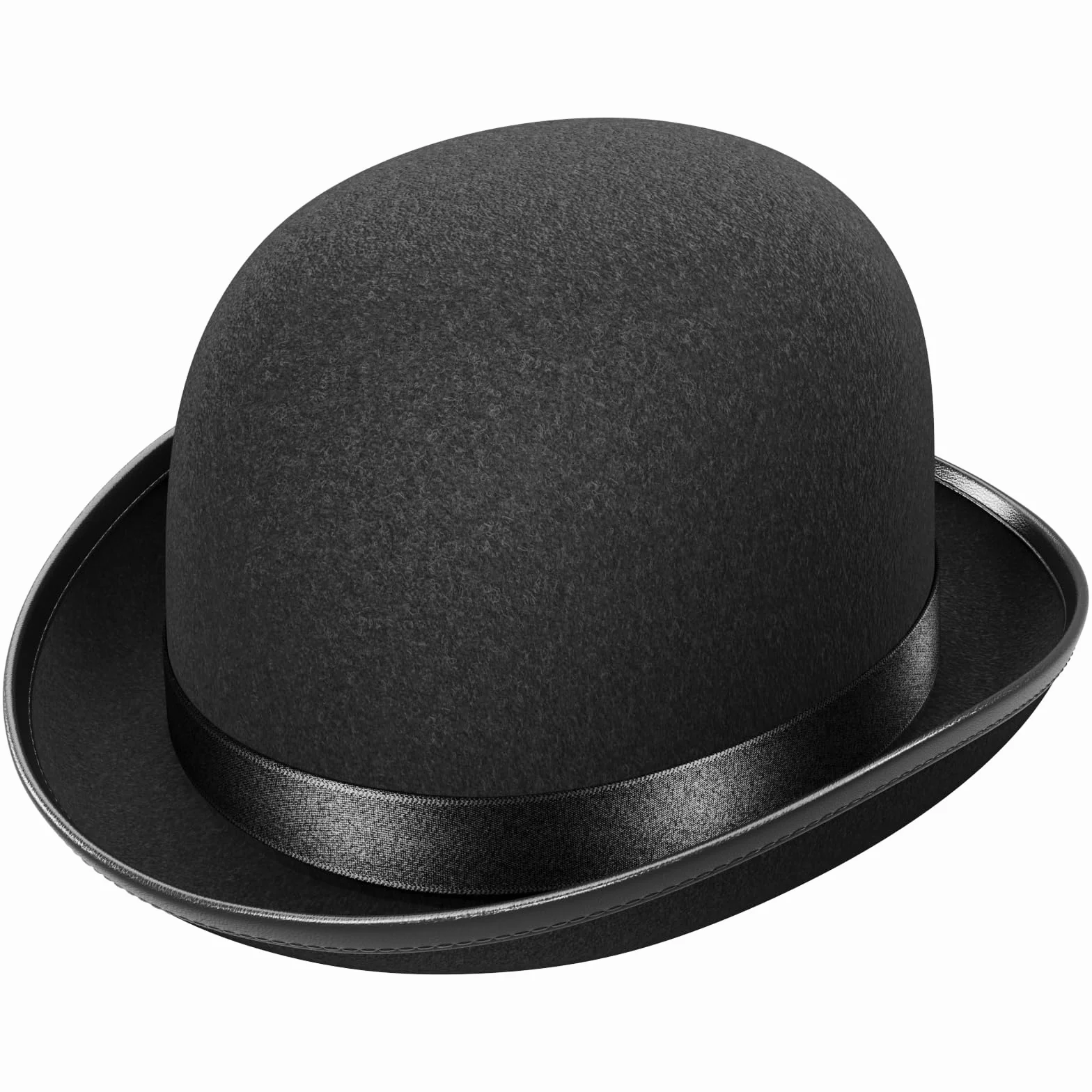 Chapeau melon noir adulte Bowler WELLGRO ruban satin 30,5 x 24 x 13 cm