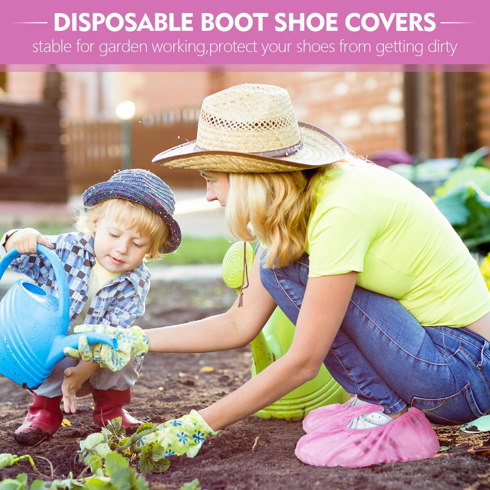 Zhanmai Lot de 300 couvre-chaussures jetables antidérapants et jetables pour entrepreneurs en intérieur, protecteurs de sol et de tapis, taille unique (rose)