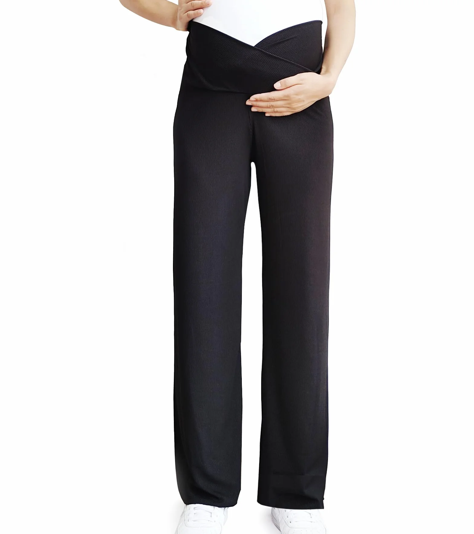 Pantalon Maternité Jambes Larges, Pantalon Long Décontracté de Grossesse Femme, Pantalons Maternité pour Travail, L'entraînement Salon L'athlétisme