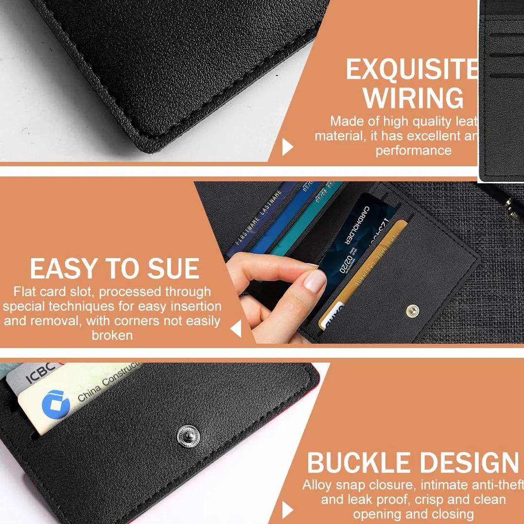 Porte-cartes de crédit homme Porte-cartes 2 pièce, peut contenir 8 cartes, porte-cartes portefeuille ultra-mince, portefeuille noir pour hommes et femmes, pratique，RFID