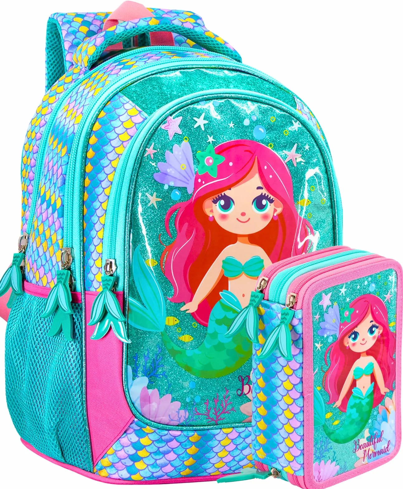 Julian Ross Sac à dos Fille 45 Pièces Pack Scolaire Enfant avec Trousse 33x15x43 cm