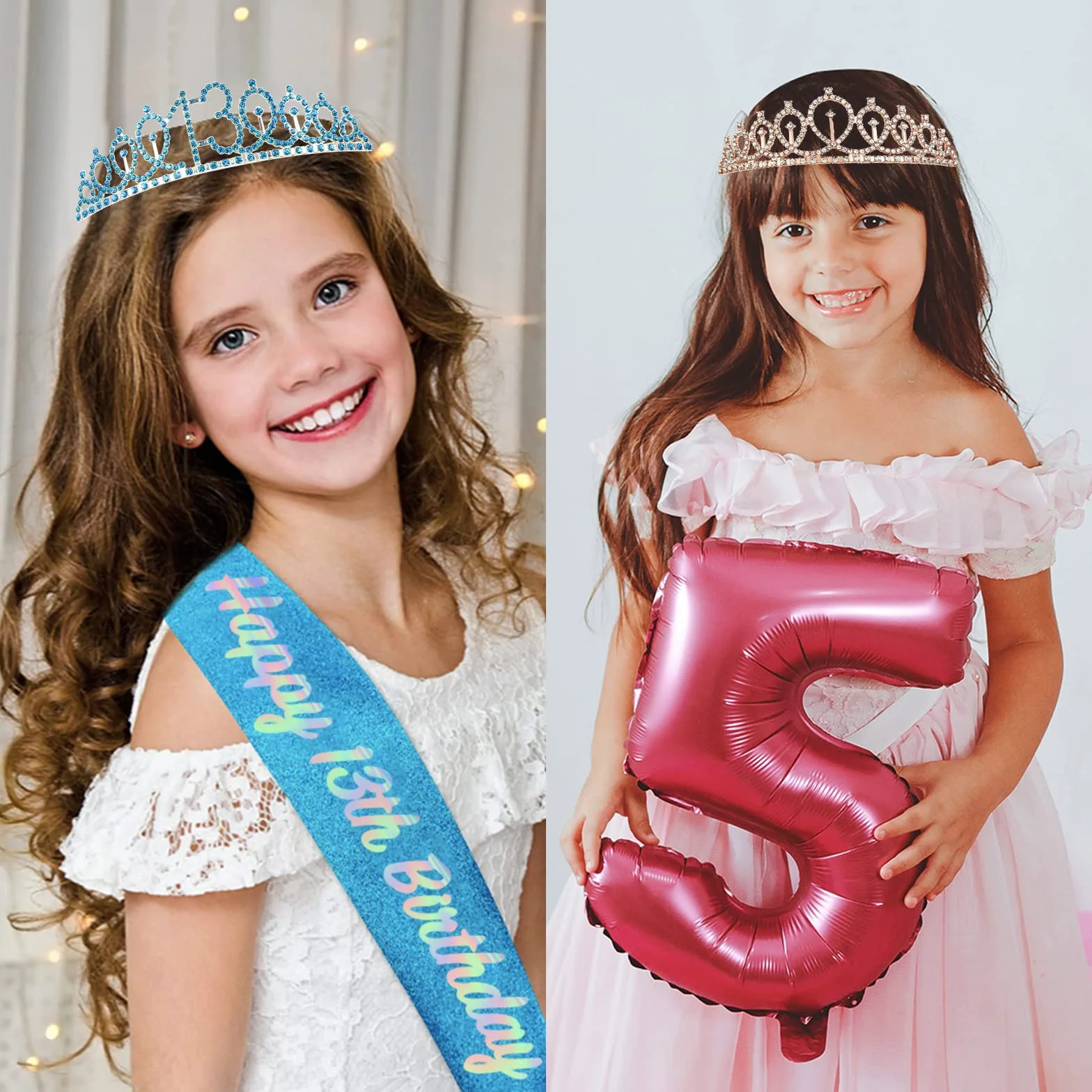 POPOYU Couronne Echarpe Diadème Femme, Tiara en Cristal pour Fête et Anniversaire, Kit Cadeau 18 Ans Fille (Or)