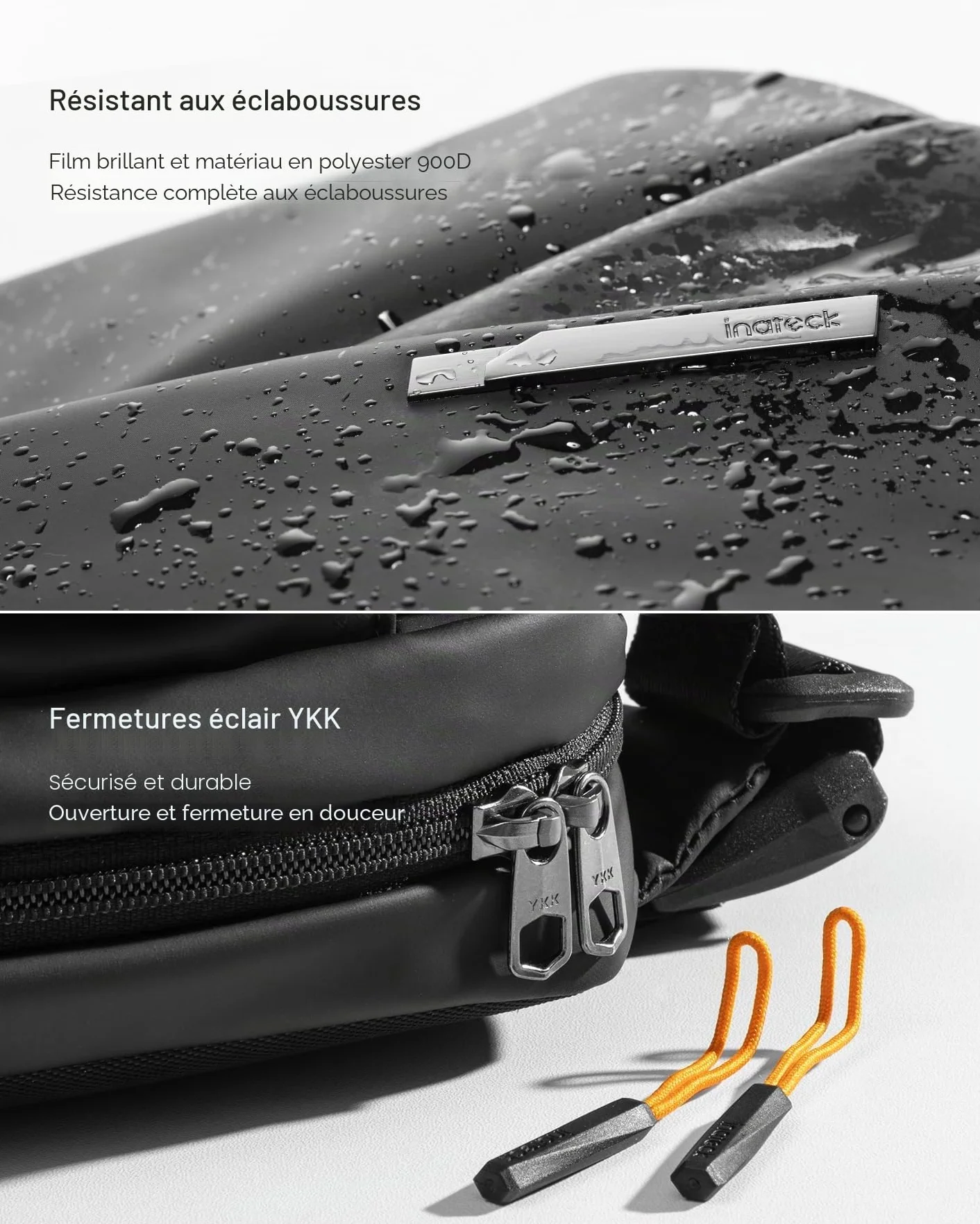 Inateck Sac Banane Hommes Femmes bandoulière réglable Sacoche Ceinture Polyvalent Voyage Randonnée Cyclisme Travail Sport Noir