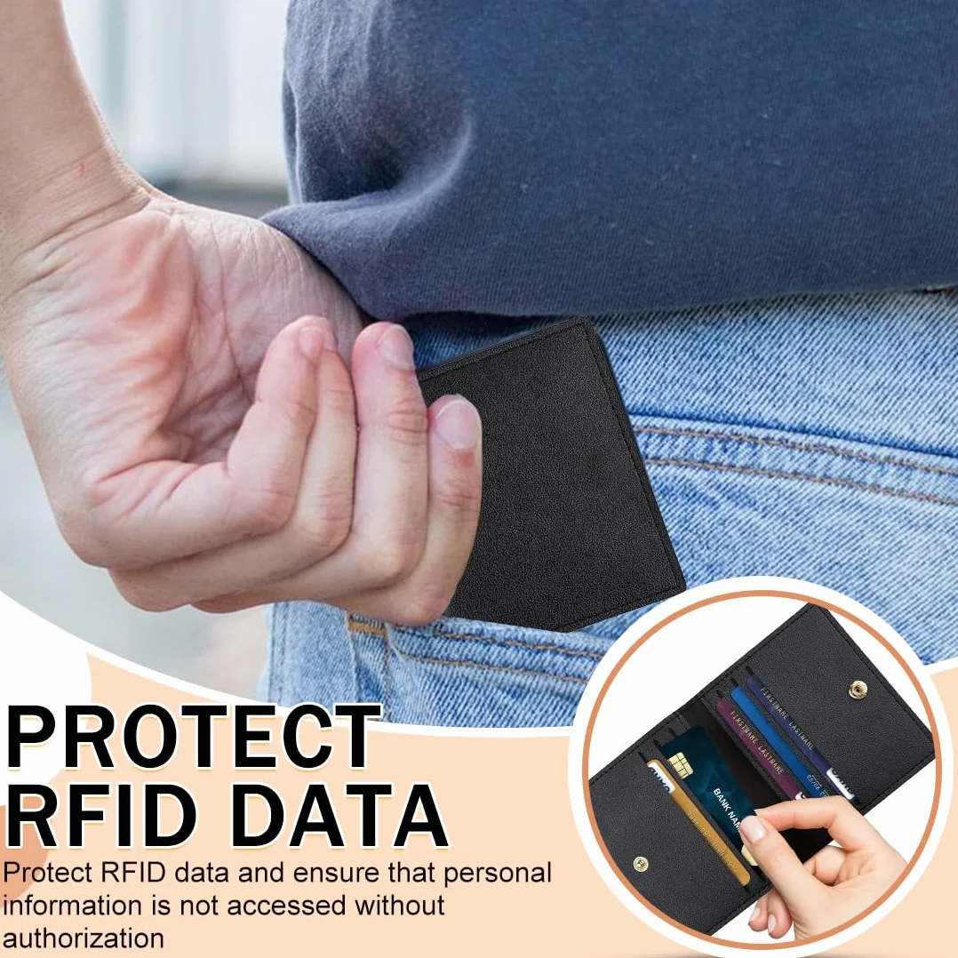 Porte-cartes de crédit homme Porte-cartes 2 pièce, peut contenir 8 cartes, porte-cartes portefeuille ultra-mince, portefeuille noir pour hommes et femmes, pratique，RFID