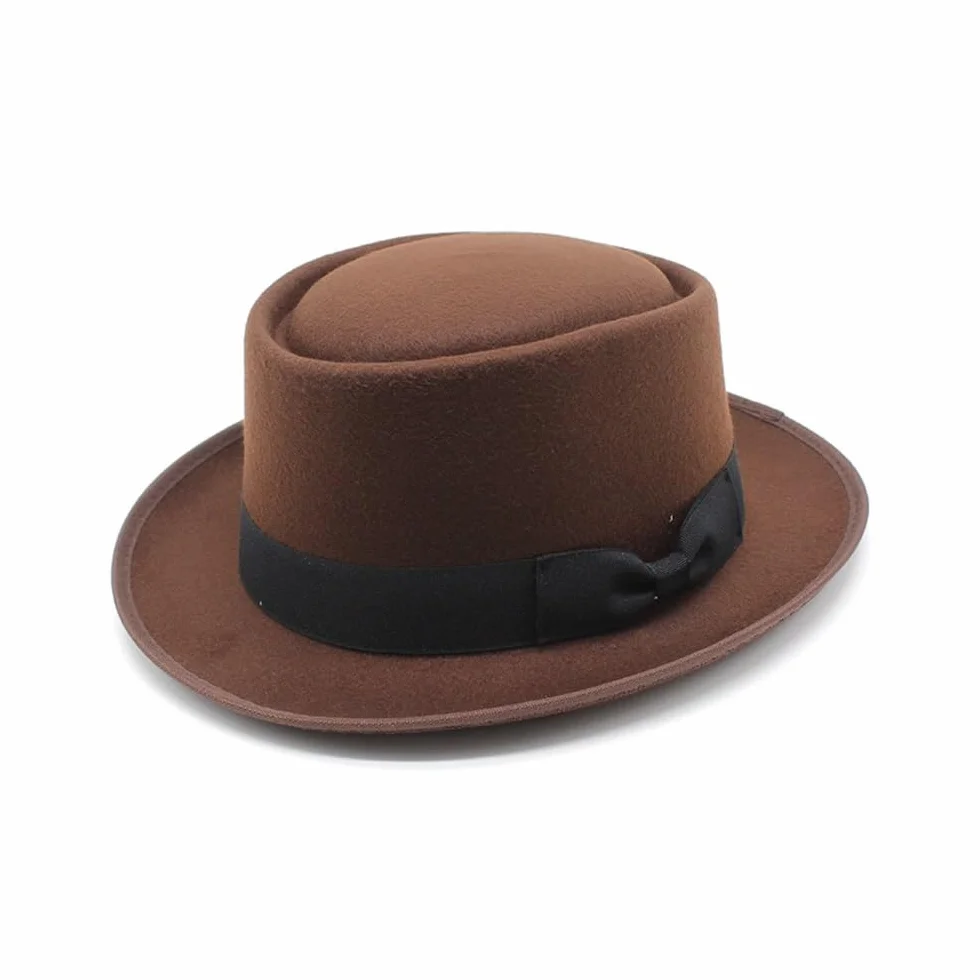 Fengyan Chapeau Haut de Forme Femme Style Coréen, Chapeau de Feutre Vintage Noir en Laine
