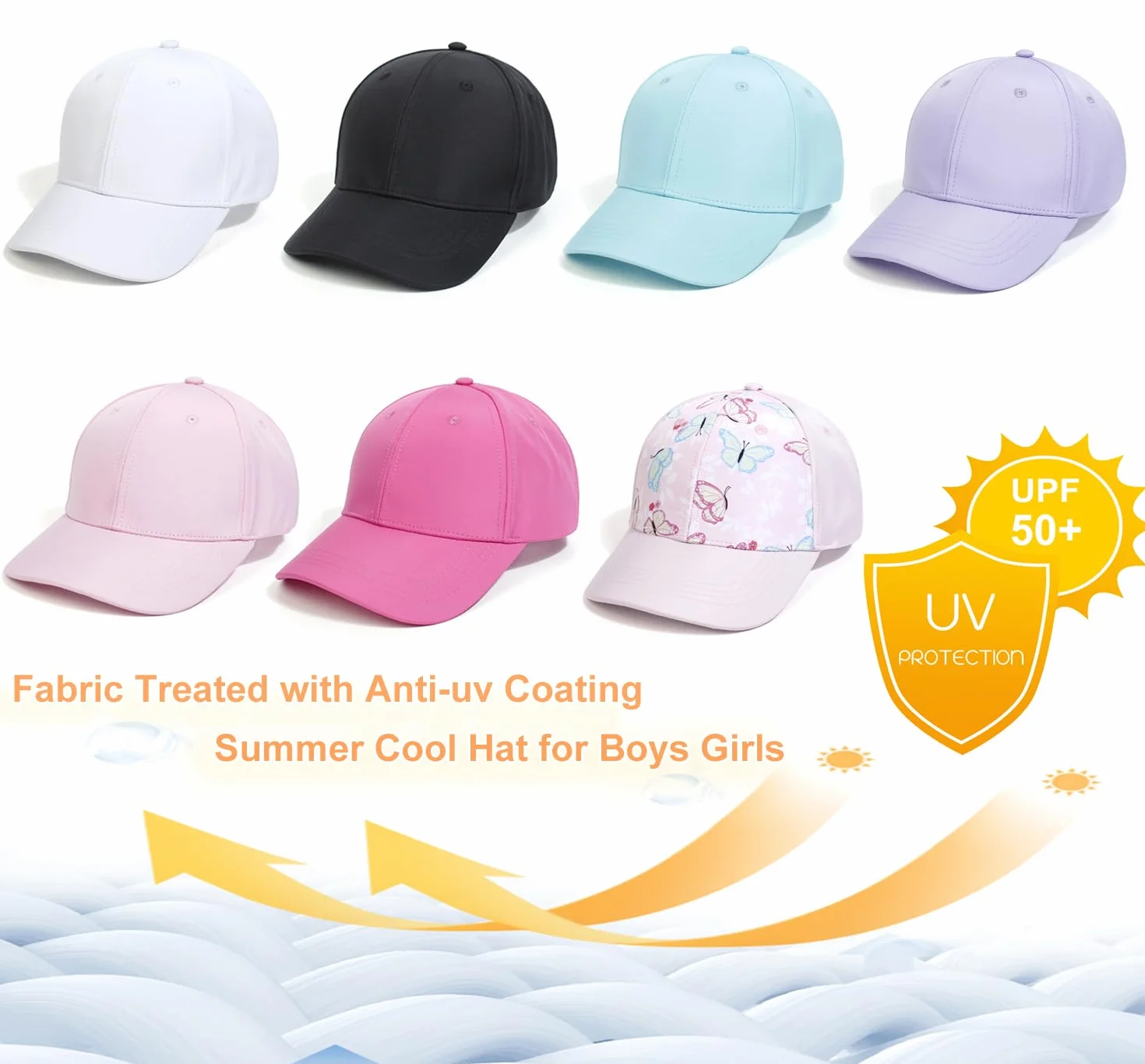 Casquette de Baseball Fille 3-8 Ans Été Chapeau de Soleil Enfant Réglable Chapeau de Baseball en Queue de Cheval Visière de Golf Tennis Visière Junior Chapeau de Plage Cyclisme Pêche Course
