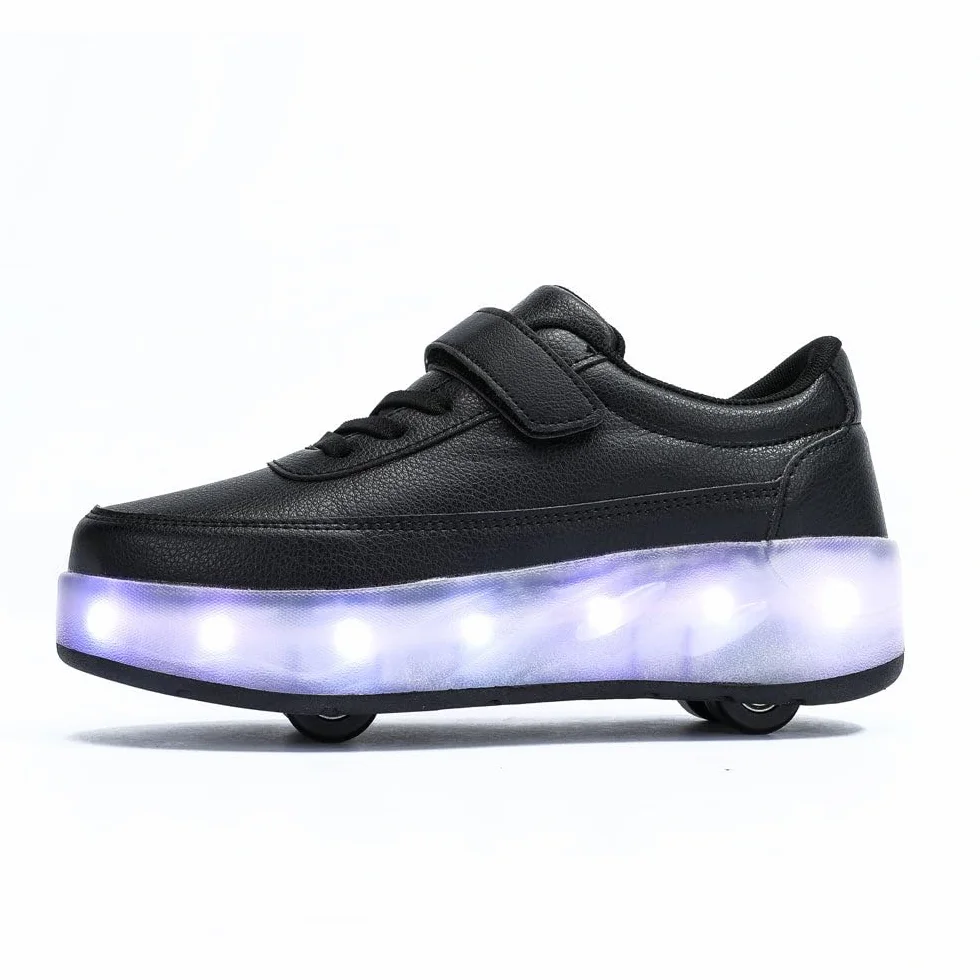 HUSKSWARE Patins à roulettes Garçons Filles Chaussures Skateboard réglables Jeunesse Noir Blanc Rose 27-40 EU