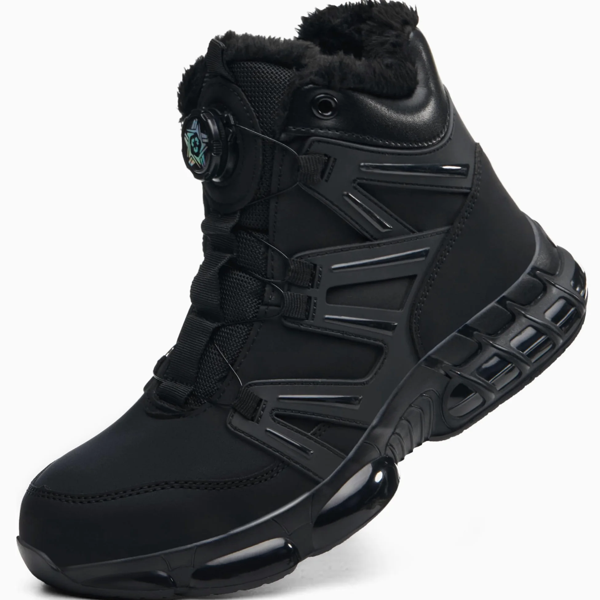 Chaussures de Sécurité Hiver Montante Basket Securite Hommes Femmes | Cuir synthétique avec doublure polaire, Chaussures de Travail Embout en Acier+Kevlar, EN ISO 20345, Bottines de Sécurité