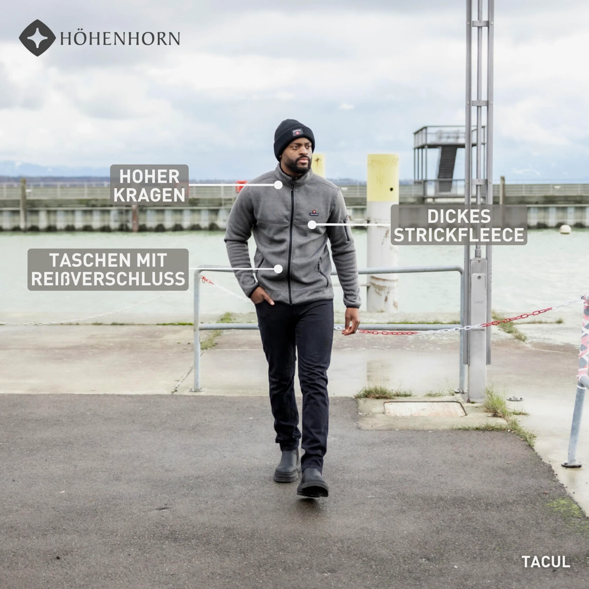 Höhenhorn Tacul Herren Jacke Fleece Strickjacke Grau GR. S