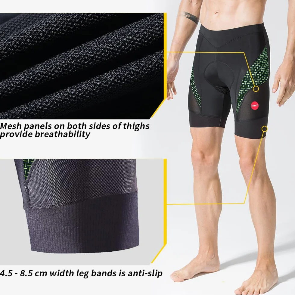 Souke Sports Short de Cyclisme pour Homme 4D Rembourré Respirant à Séchage Rapide avec Poches