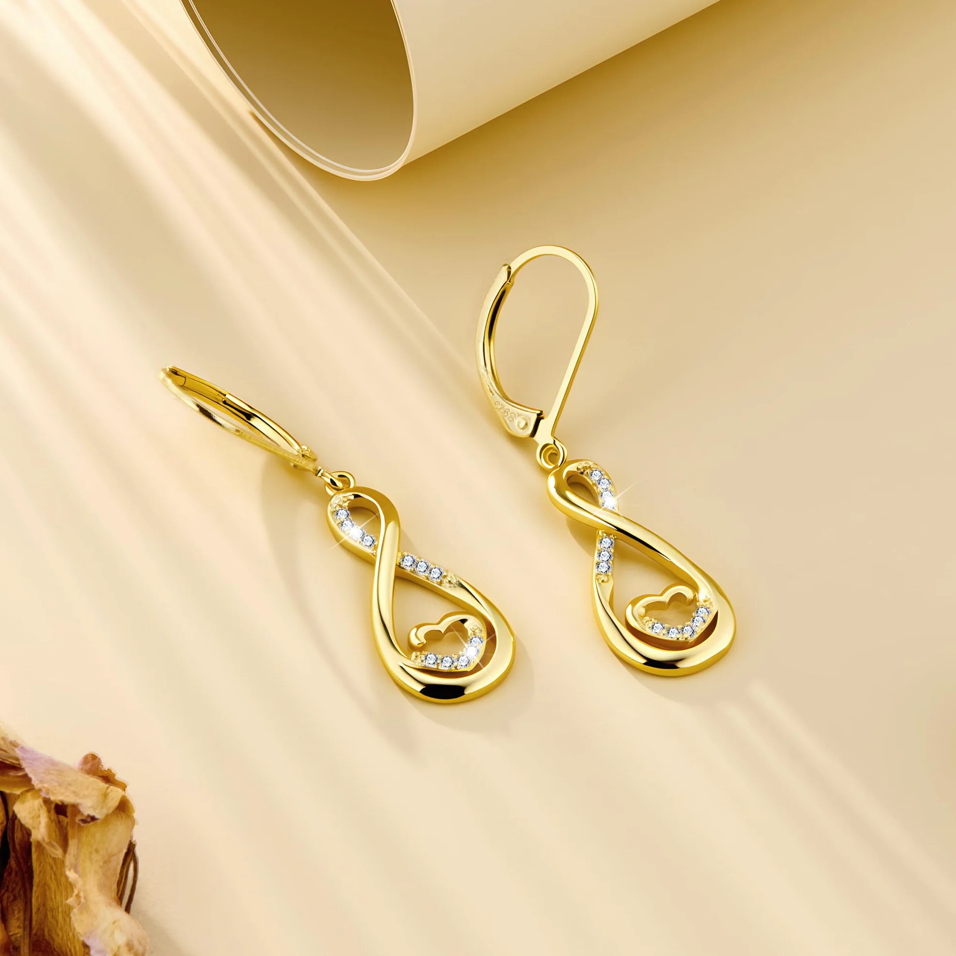 ALEXCRAFT Boucles D'oreilles Pendantes Femme Or, Boucles d'Oreilles Élégantes Plaquées Or 18 Carats, Argent 925 Post, Hypoallergéniques, Cadeaux de Bijoux