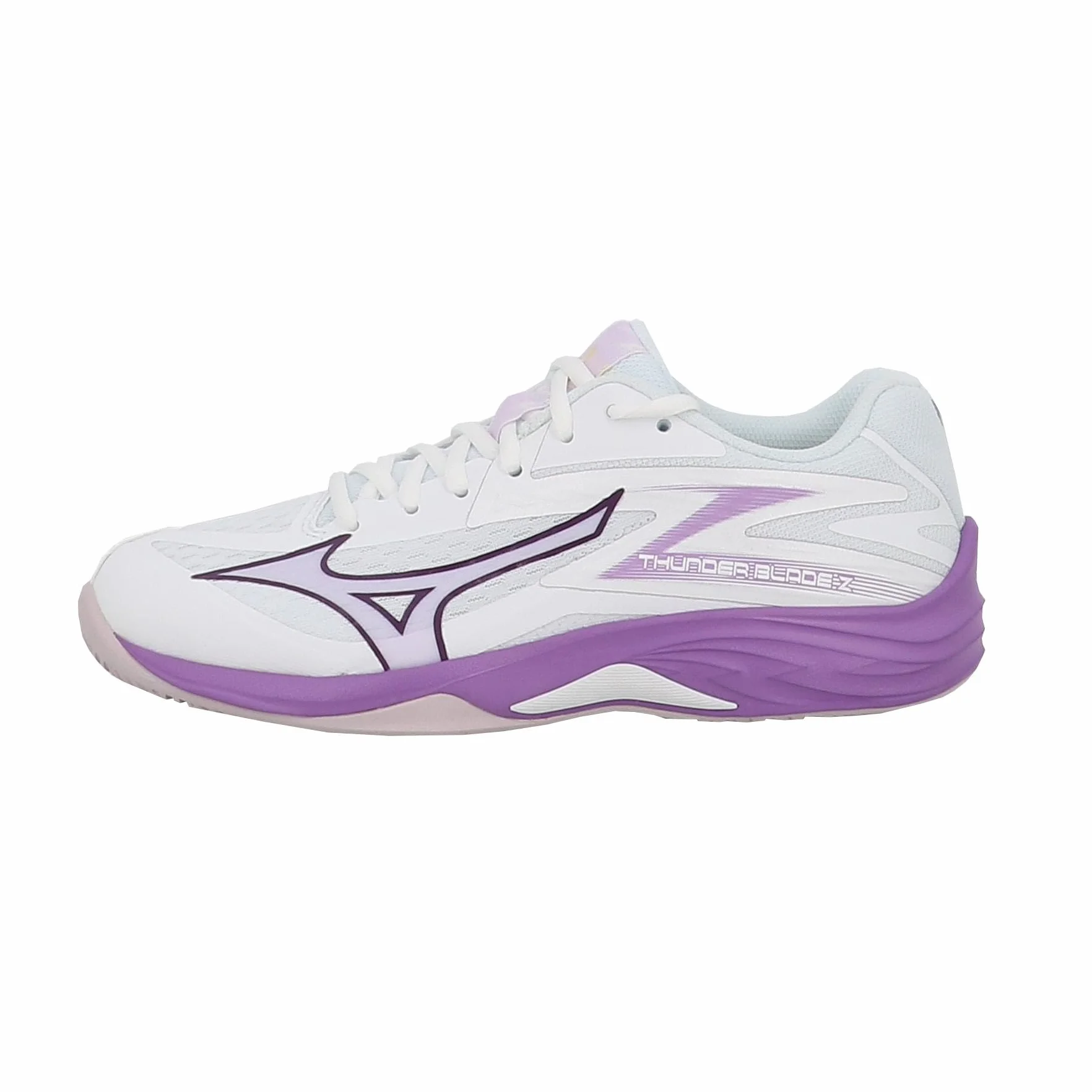 Mizuno Thunder Blade Z V1GC237010 Chaussures de volleyball d'intérieur pour femme Blanc/violet