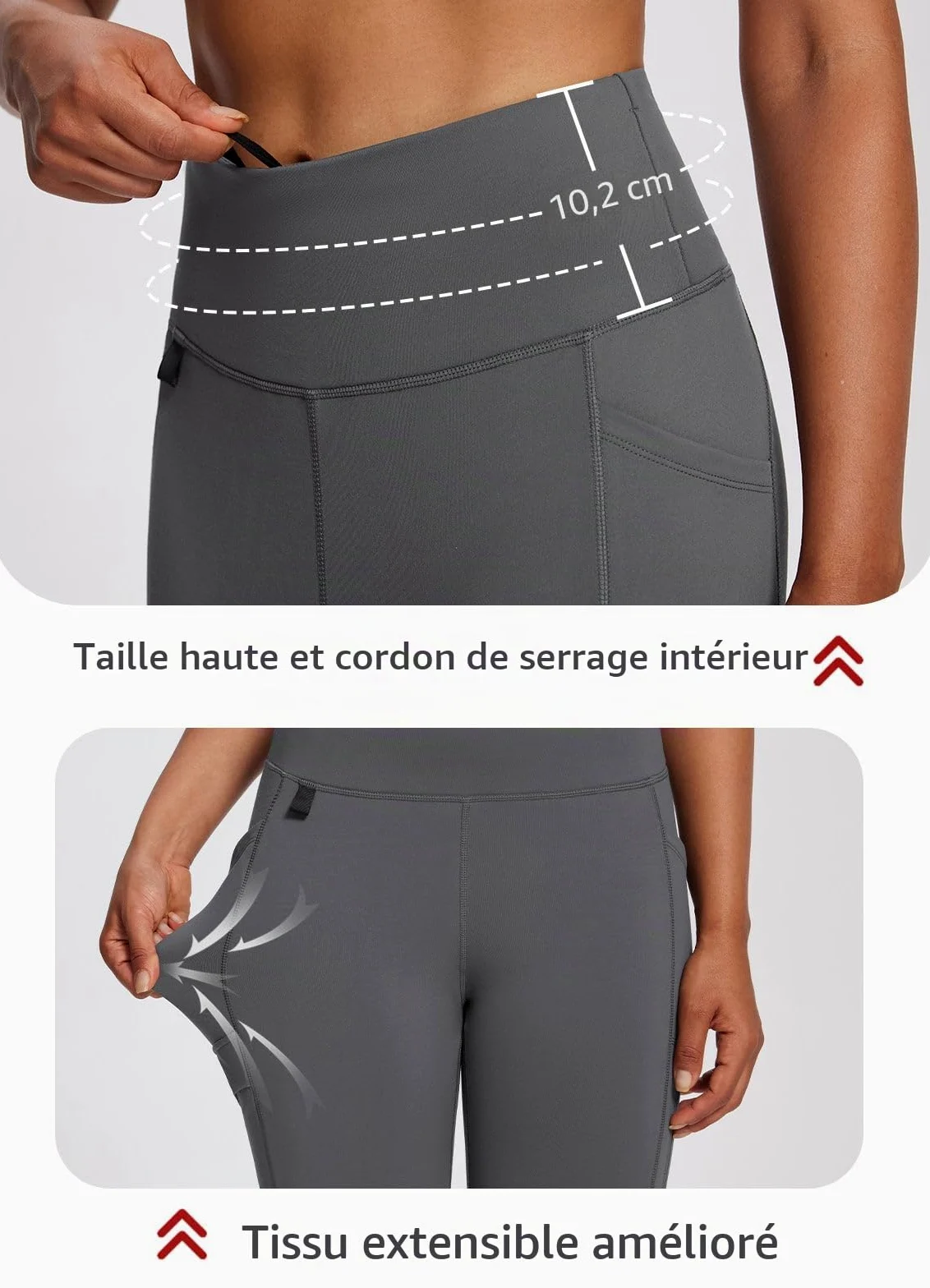 baleaf Legging doublé en Polaire pour Femme - Taille Haute - Imperméable - Thermique - avec Poches zippées