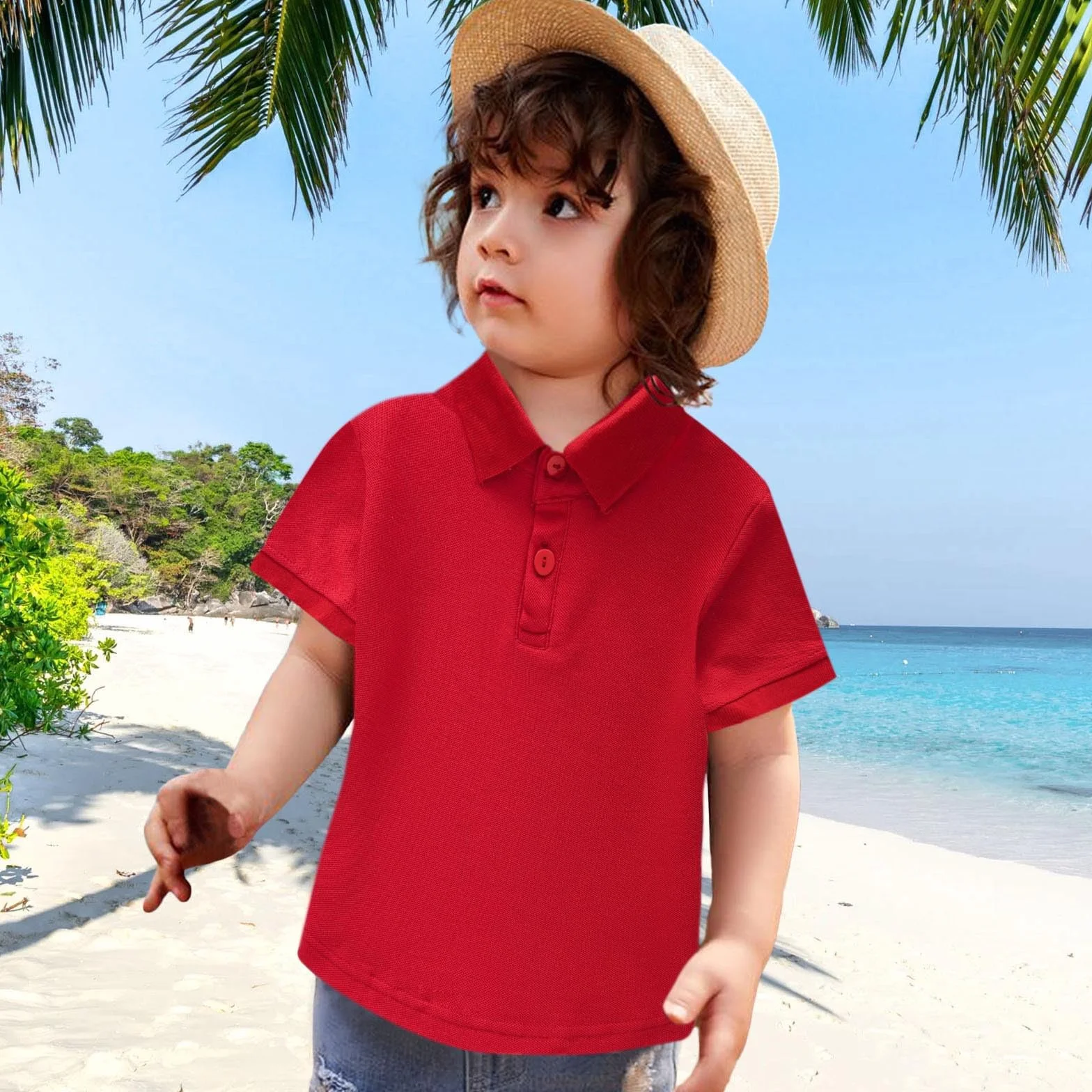 Polo enfant garçon fille - Couleur unie - Mode uniforme scolaire - 1 à 6 ans