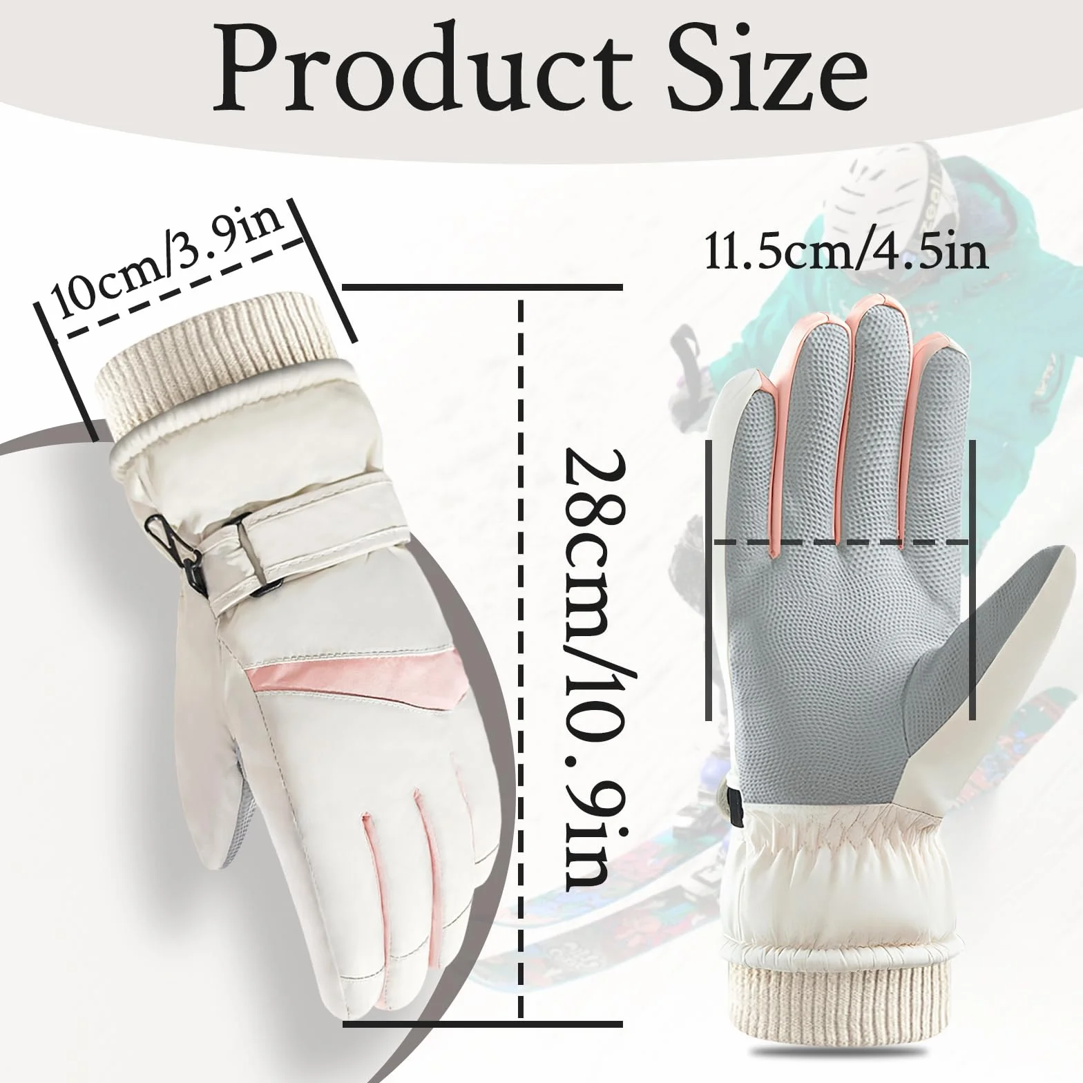 Gants de ski d'hiver femme coupe-vent thermiques écran tactile imperméables doublure polaire