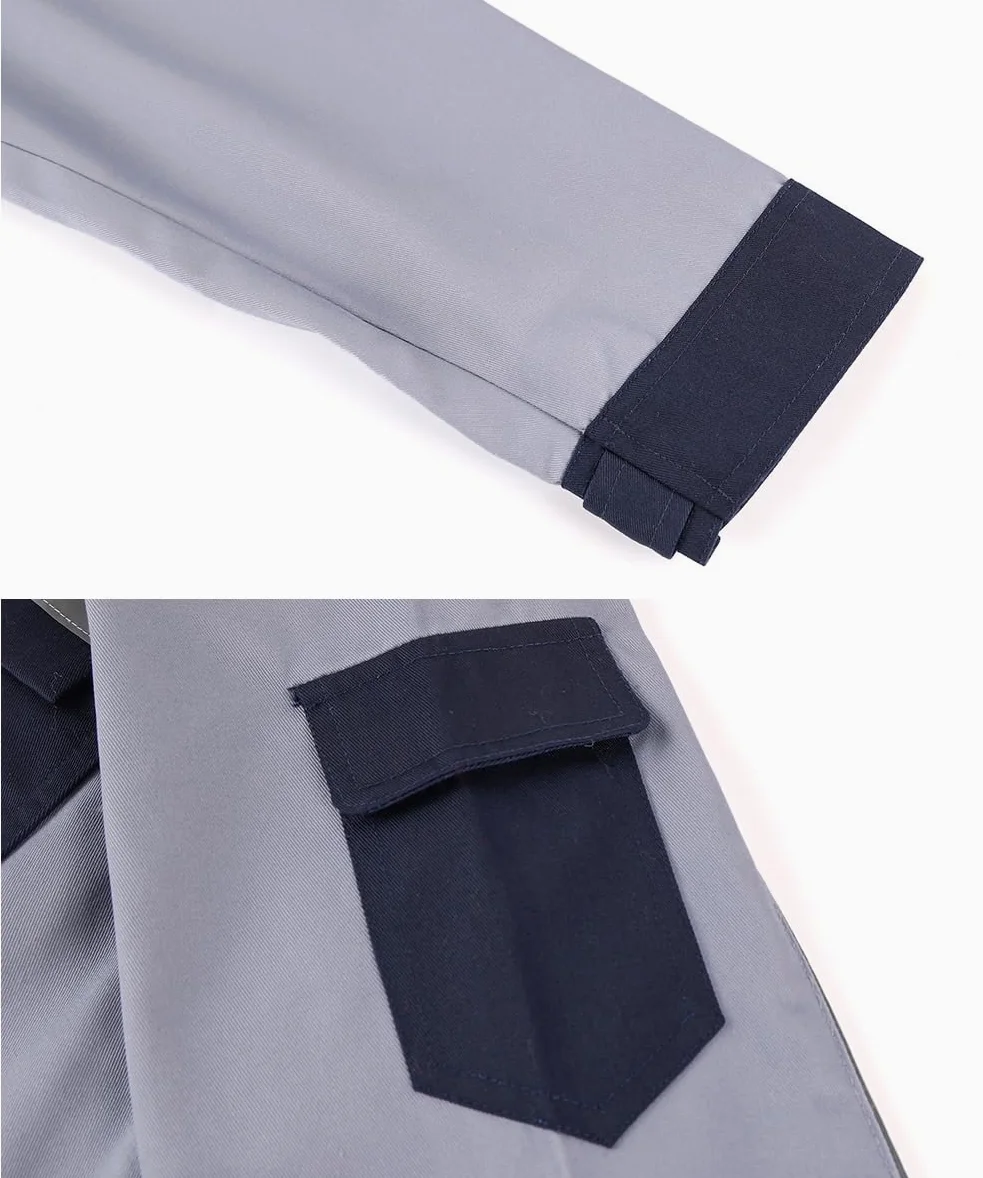 Homme Veste de Travail Multi Poches Blouson de Travail Manche Longues Bleu de Travail Vêtements de Travail Manteau de travail avec Fermeture éclair