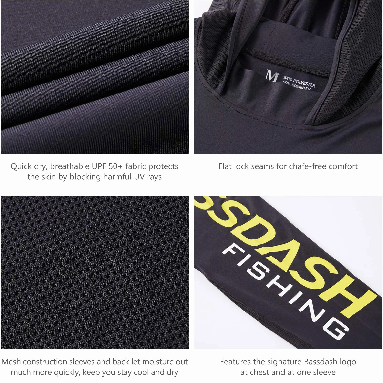 Bassdash Hommes Chemise à Capuche Protection Solaire Sweats à Capuche UPF50 + UV Pull à Capuche à Manches Longues pour la pêche en Plein air, Natation