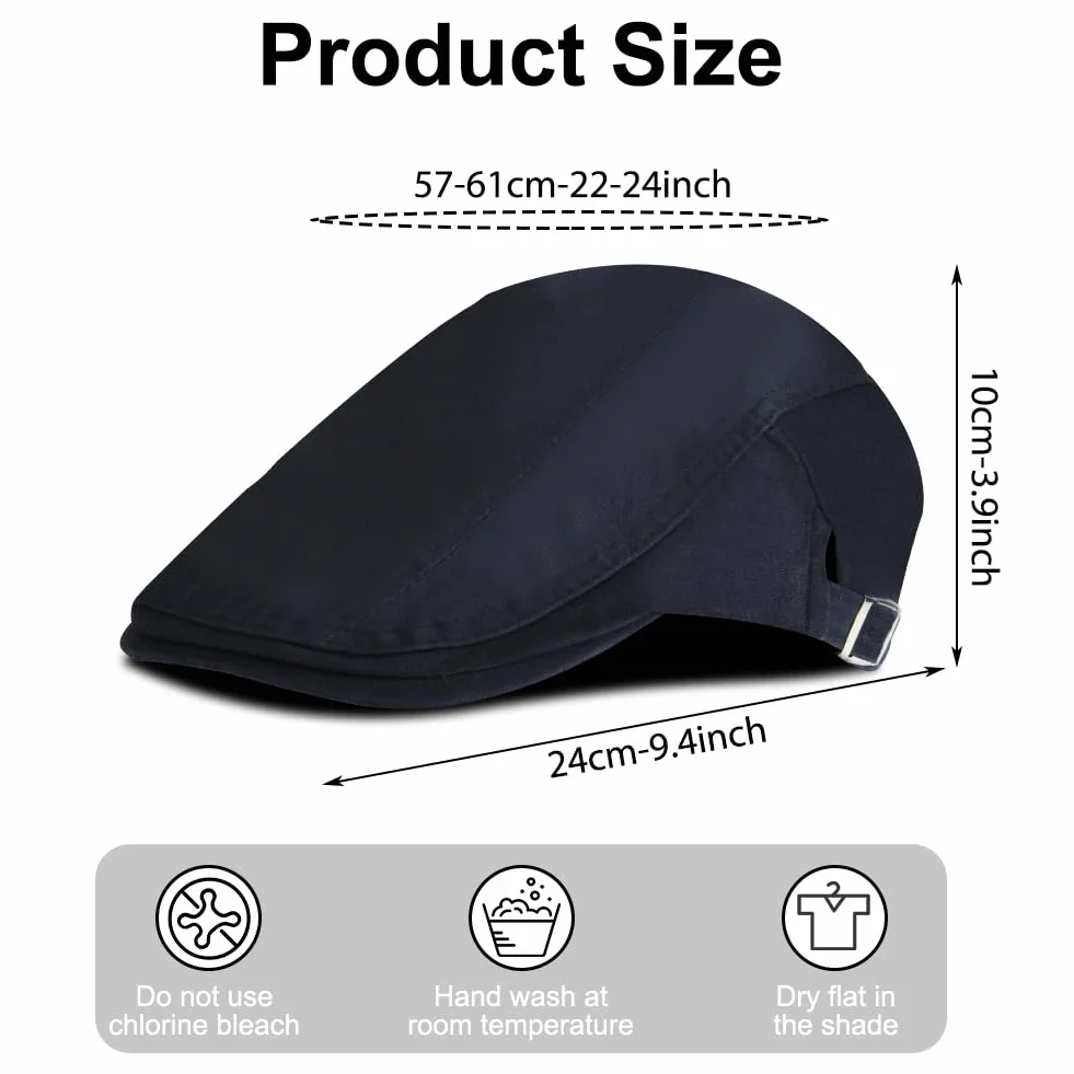 AOOWU Béret Casquette Plate Homme Newsboy Flat Cap Vintage Coton Wool Felt Unisexe Été Printemps Gatsby