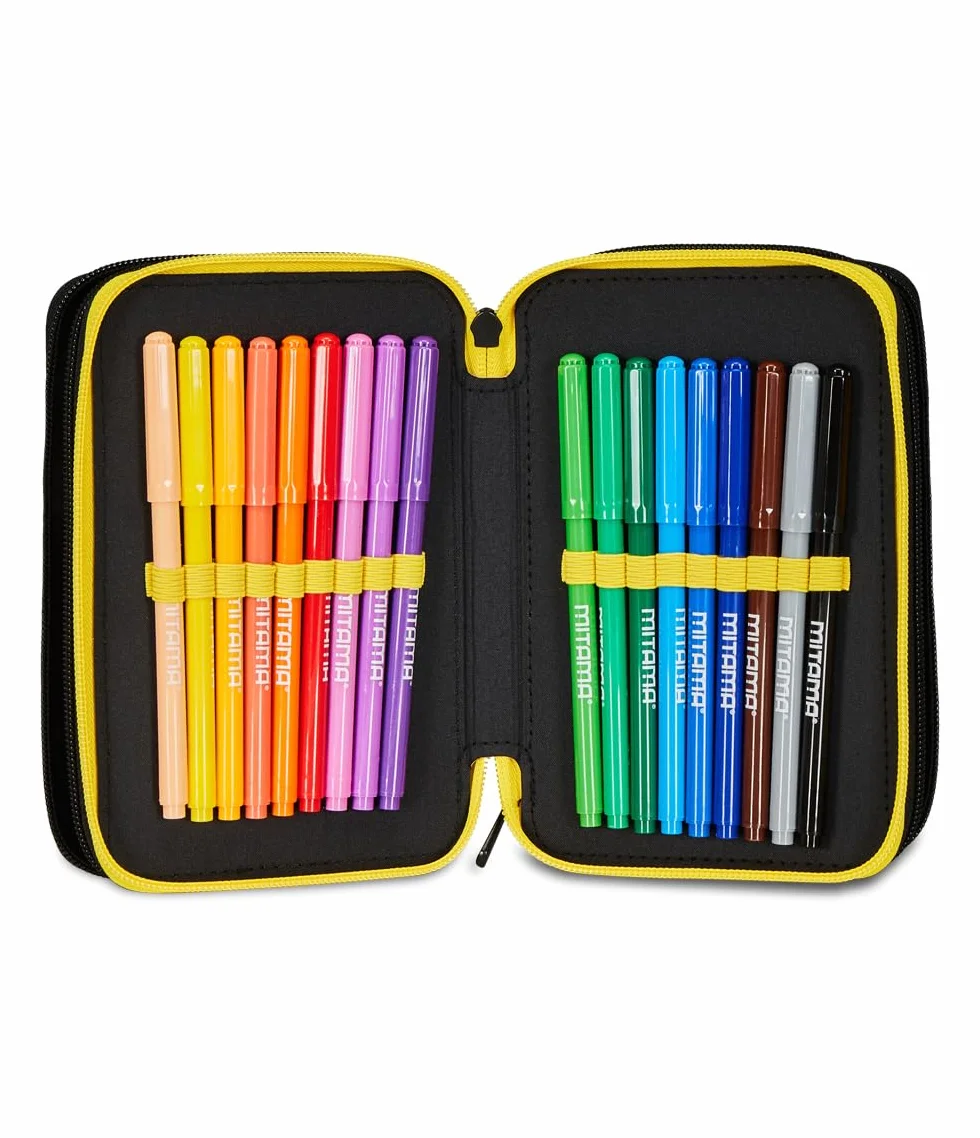 Pikachu Pokemon Trousse Scolaire 3 Compartiments Jaune Rouge Porte-Stylo