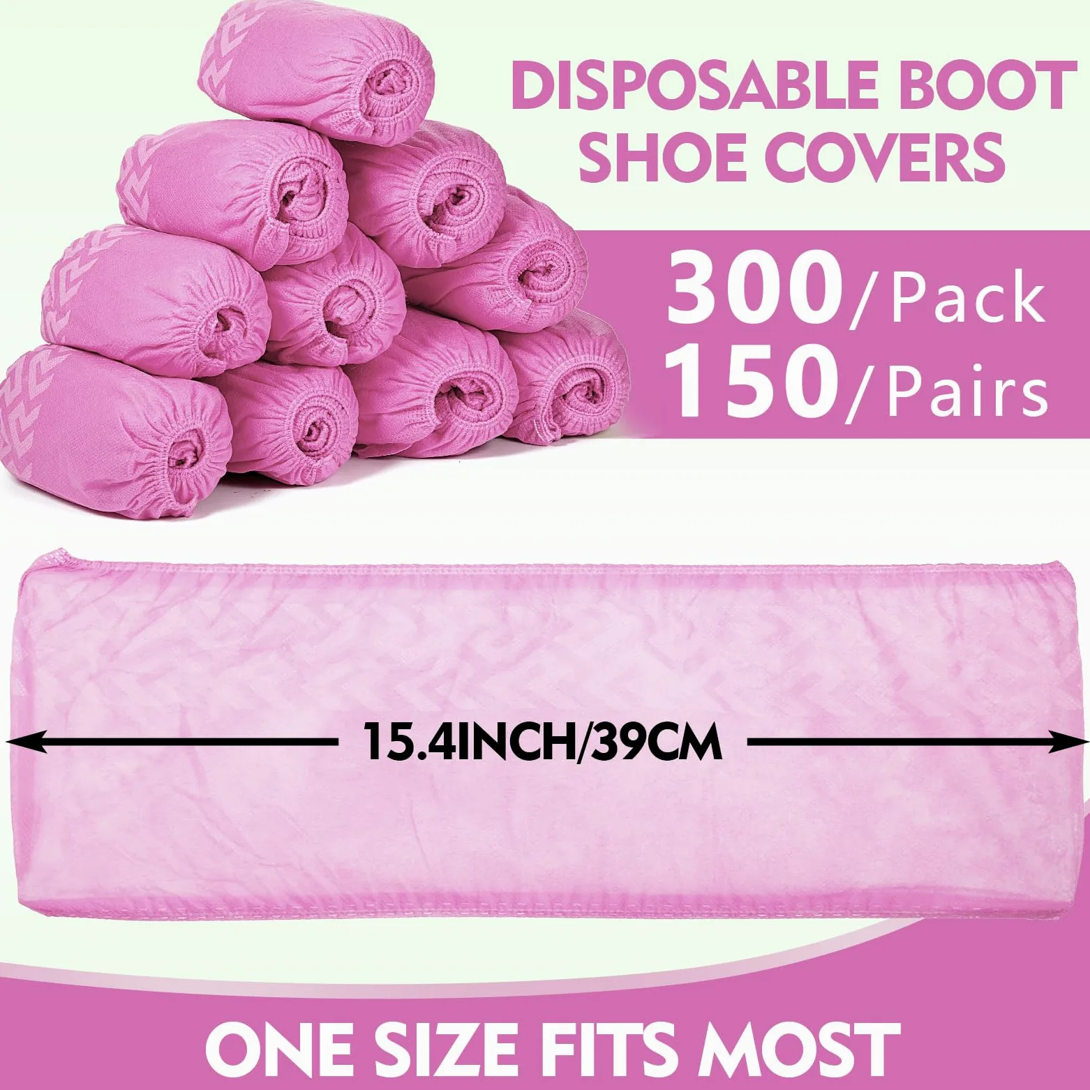 Zhanmai Lot de 300 couvre-chaussures jetables antidérapants et jetables pour entrepreneurs en intérieur, protecteurs de sol et de tapis, taille unique (rose)