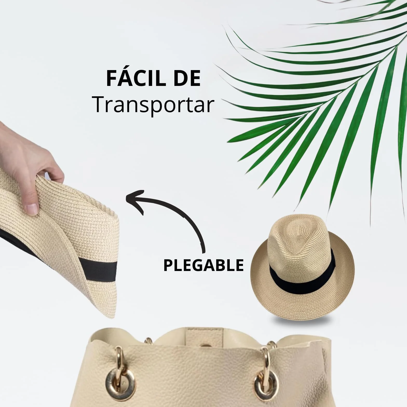 Chapeau Panama unisexe été plage Fedora paille enroulable