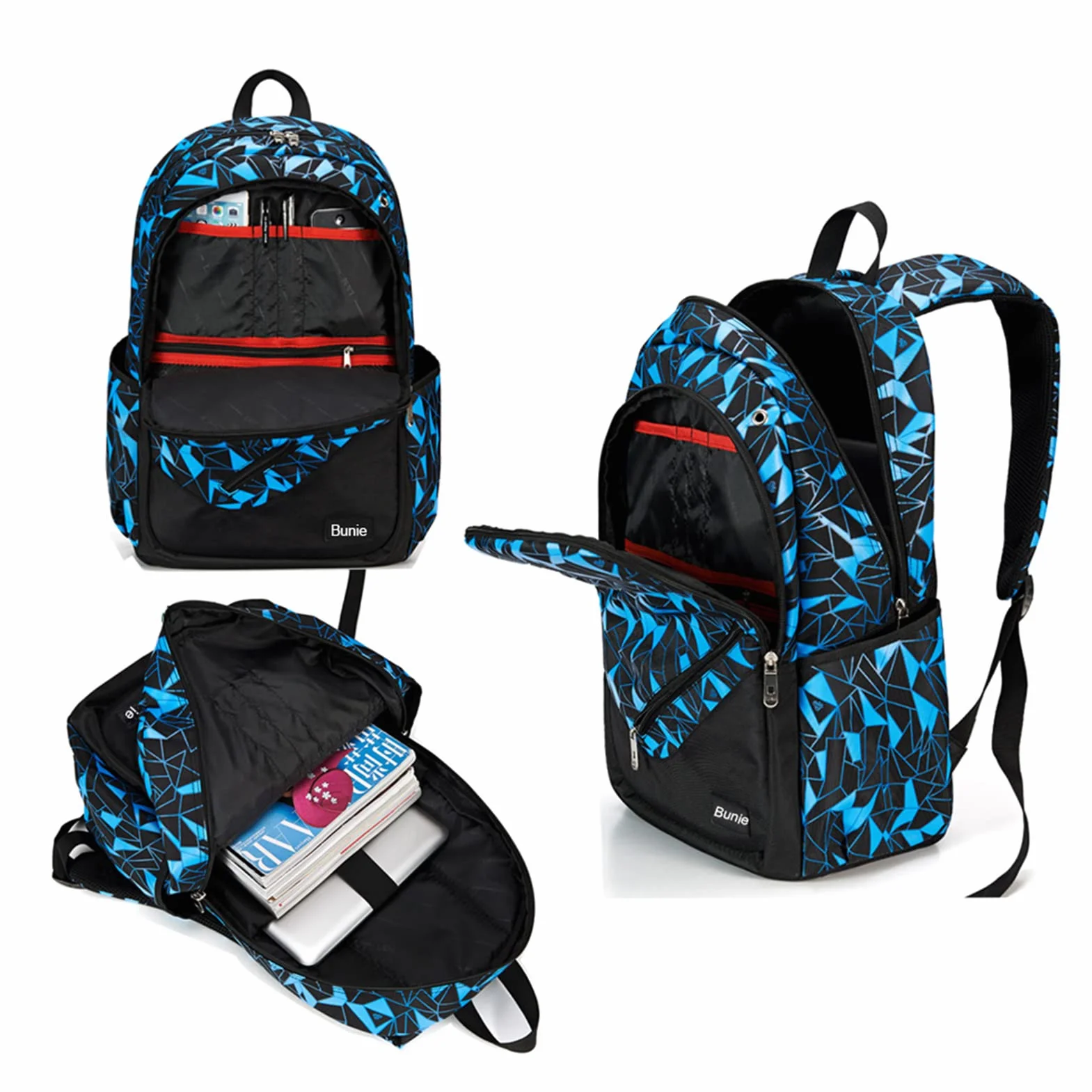bunie Sac Scolaire Cartable Garcon Primaire Sac à Dos Enfant école Fille Grand Sac de Voyage Bleu