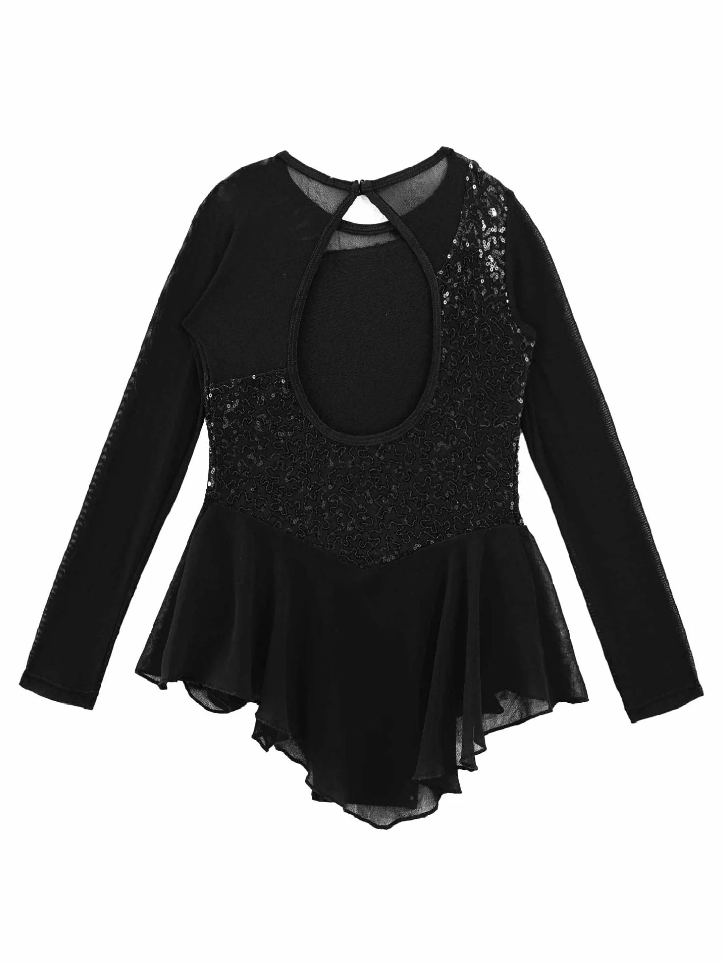 ranrann Enfant Fille Robe Patinage Artistique Paillette Justaucorps Gymnastique Manche Longue Robe Danse Body Brillant Costume Spectacle