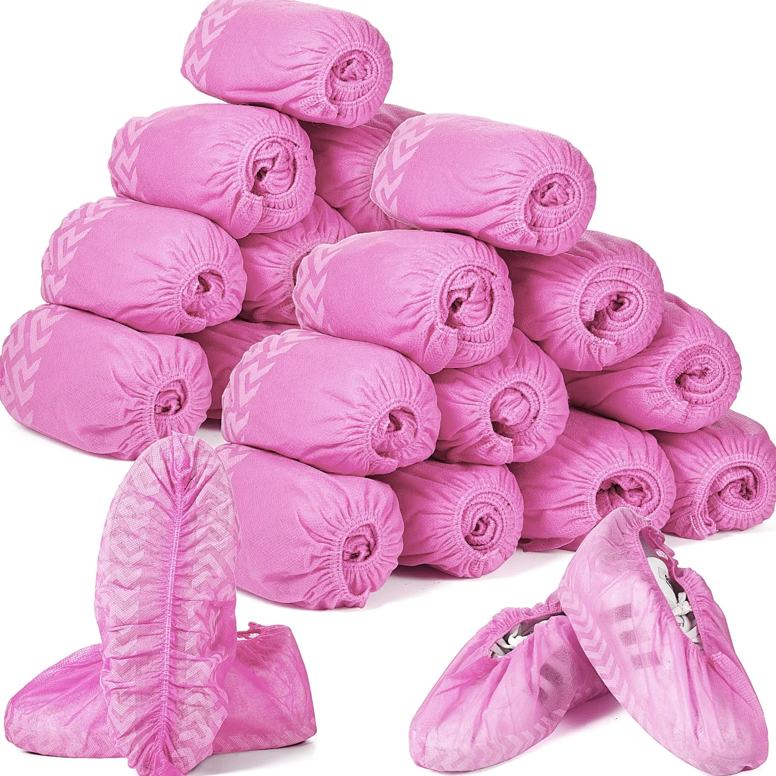 Zhanmai Lot de 300 couvre-chaussures jetables antidérapants et jetables pour entrepreneurs en intérieur, protecteurs de sol et de tapis, taille unique (rose)