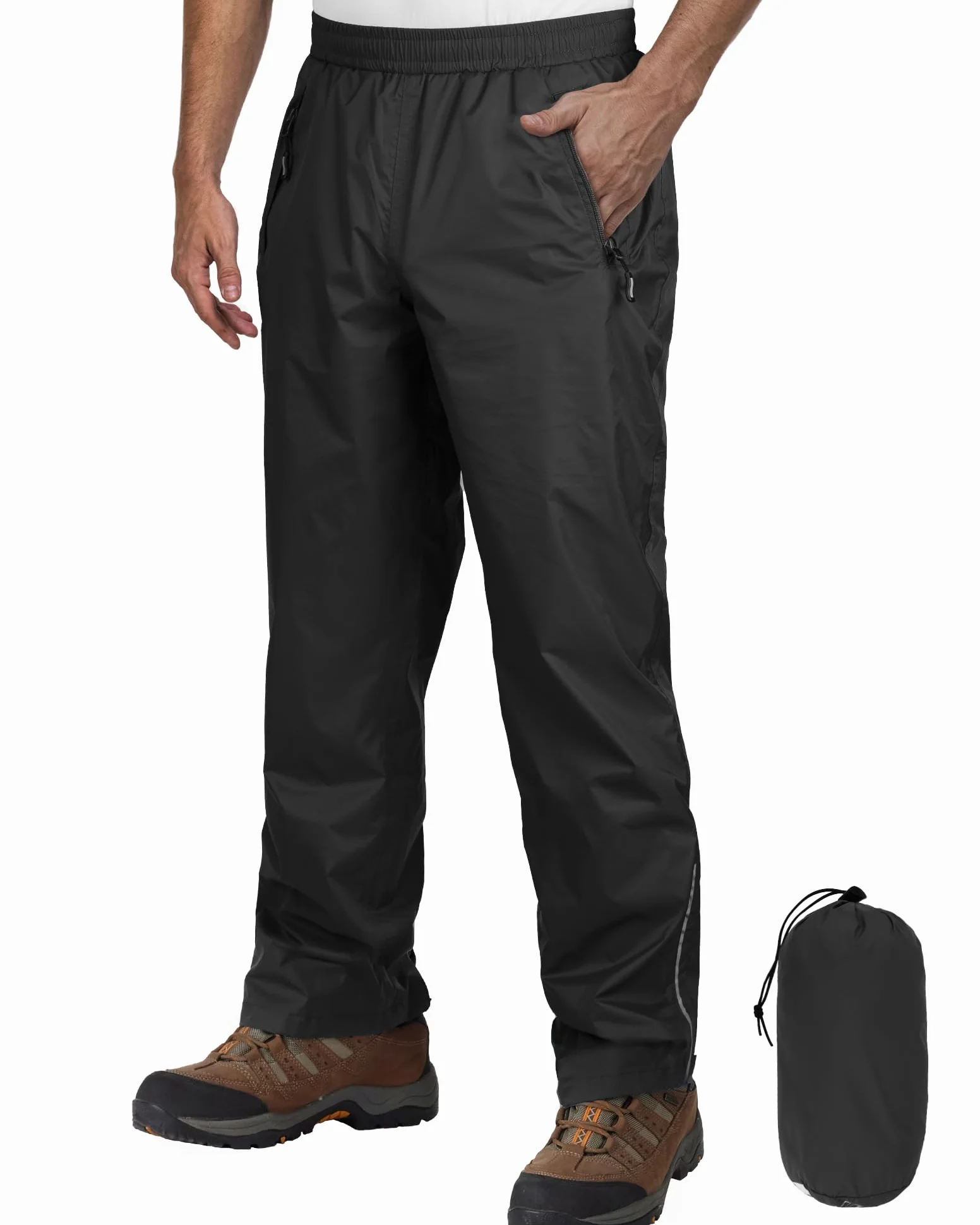 Outdoor Ventures Pantalon de pluie pour homme - Imperméable - Respirant - Coupe-vent - Coupe-vent - Léger - Pliable