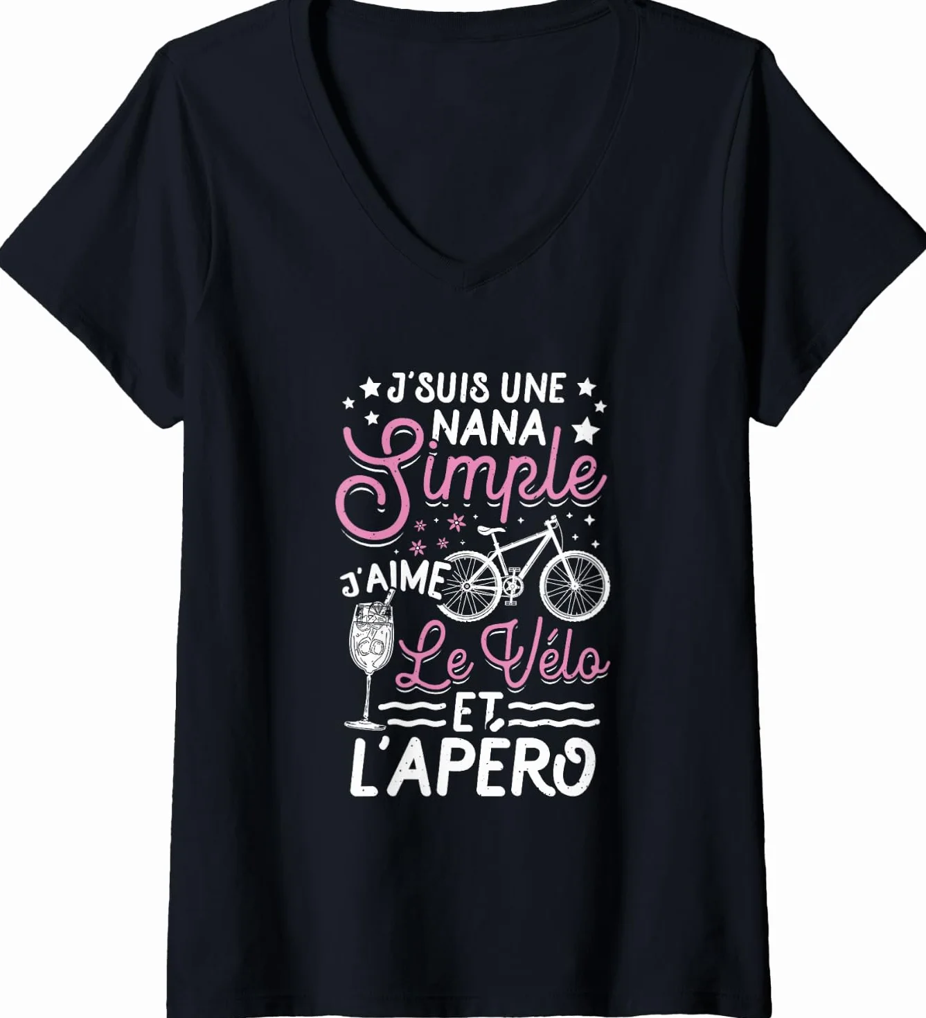 Femme Maillot Vélo - Je Suis Une Nana Simple - Vélo et Apéro T-Shirt avec Col en V