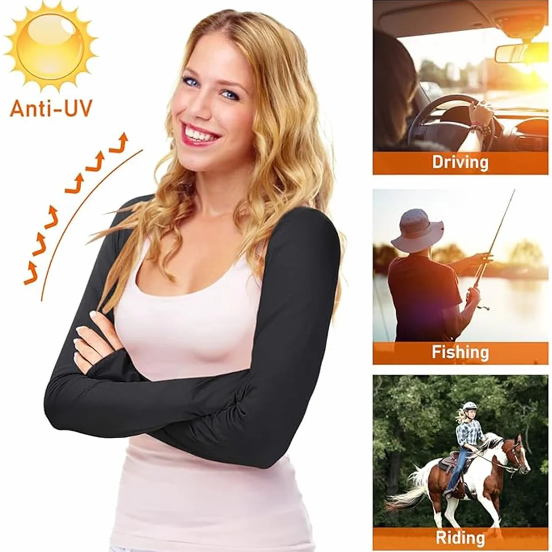 Châle pour les bras anti-UV respirant Boléro femme avec trous pour les doigts Noir