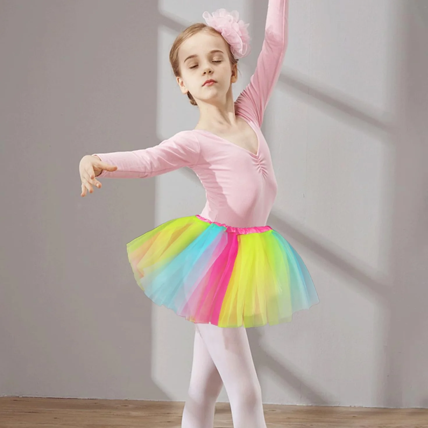 Jupe en Tulle Arc-en-Ciel 1 Pièce, Tutu Doux Et Moelleux, Vêtements De Fête Néon pour Filles, Vêtements pour Enfants des Années 80, Tutu De Danse à Bande élastique