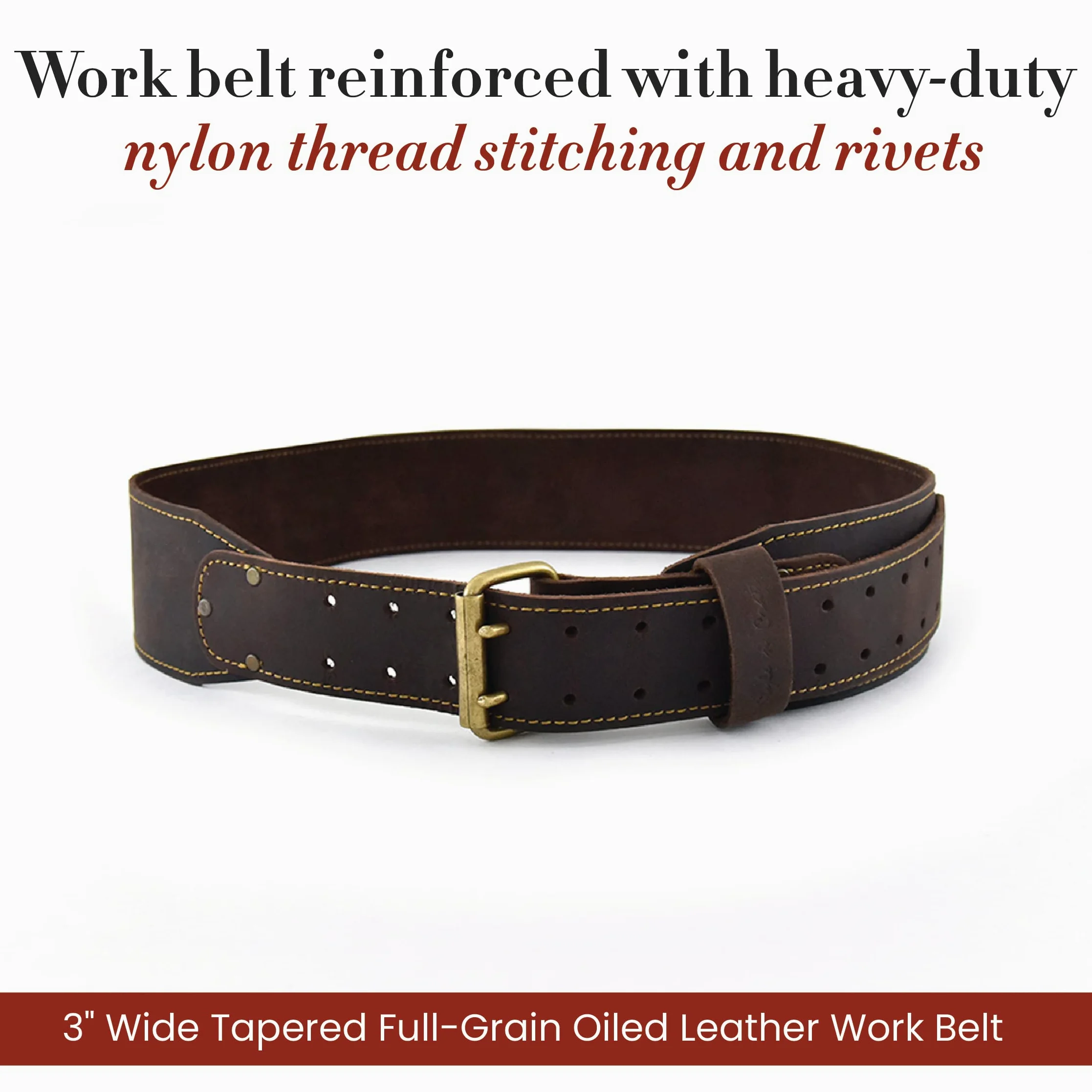 Style N Craft Ceinture de travail fuselée pour homme, marron foncé