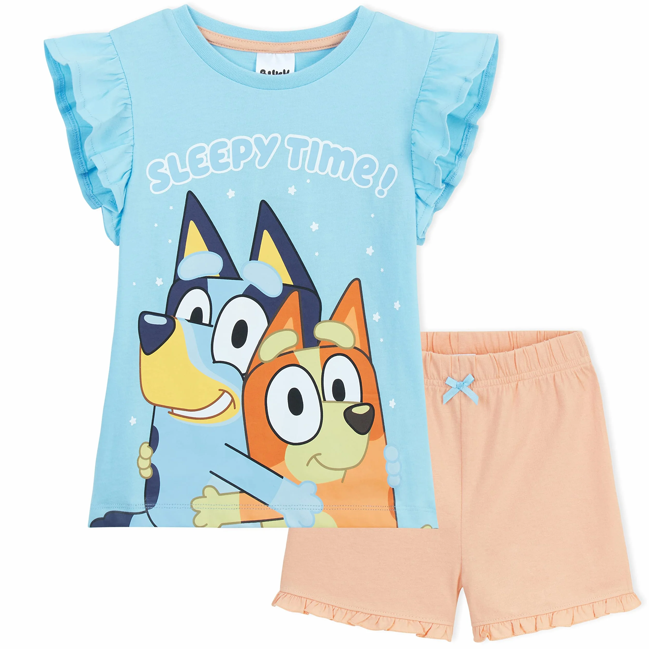 BlueY Pyjama Fille Garcon, Ensemble de Pyjamas Enfant Officiel Dessin Animé, Ensemble T-Shirt et Short, Vêtement de Nuit Coton Tailles 2 au 6 Ans