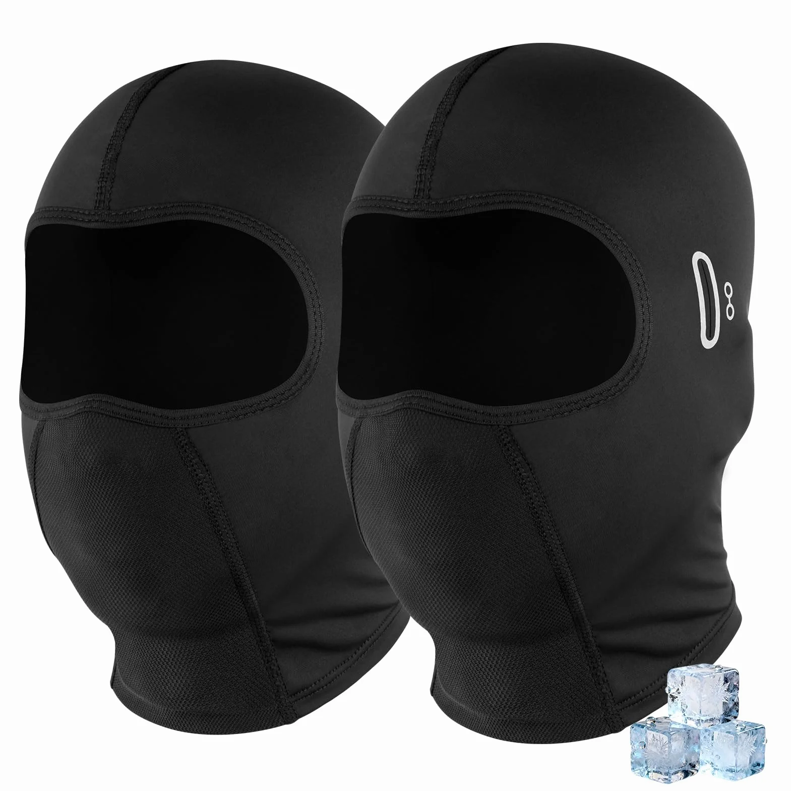 Kiiwah 2 Pièces Cagoule Moto Été, Noir Cagoule Coupe-Vent Balaclava pour Homme Femme, Respirant Protection UV Masque pour Vélo Sports de Plein Air