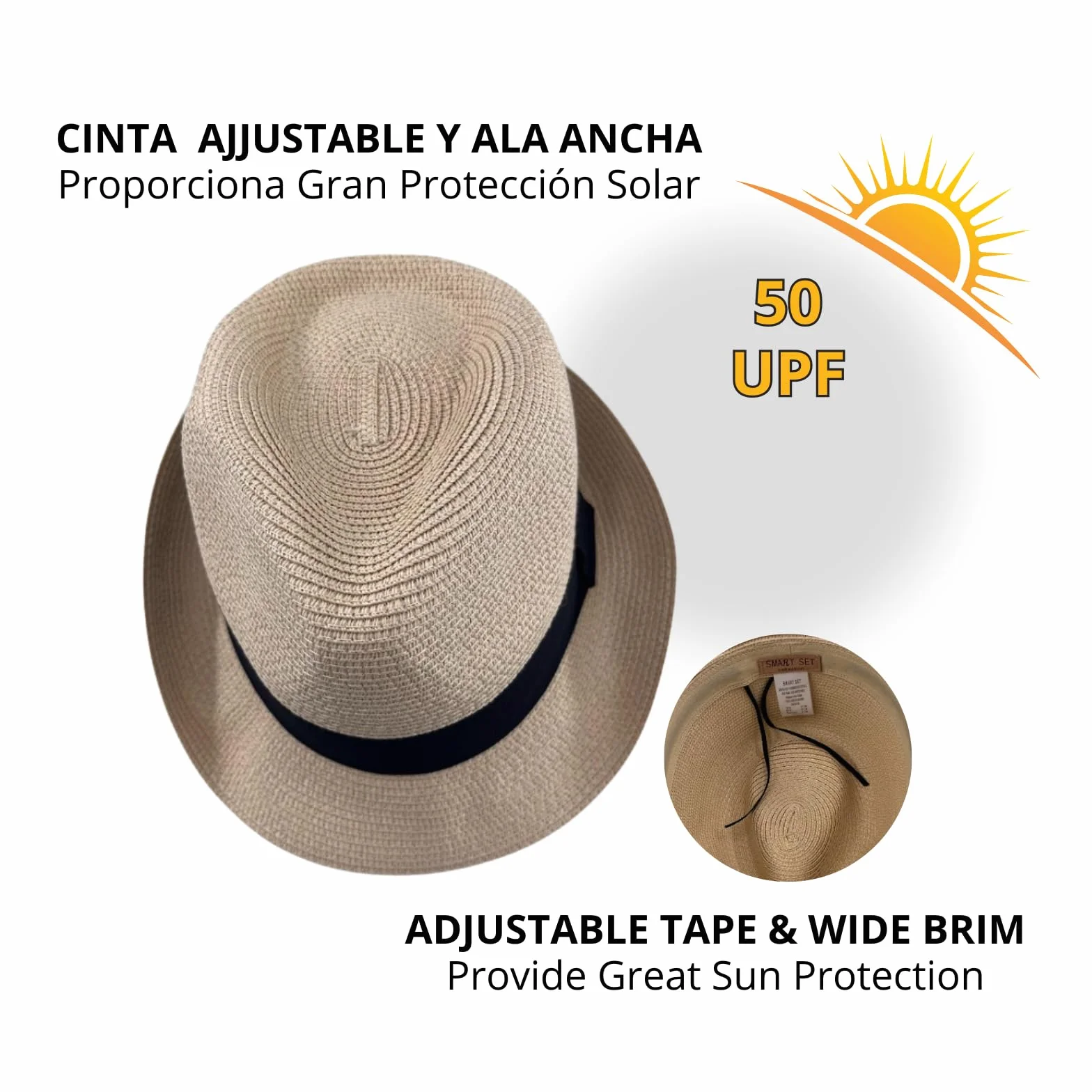 Chapeau Panama unisexe été plage Fedora paille enroulable