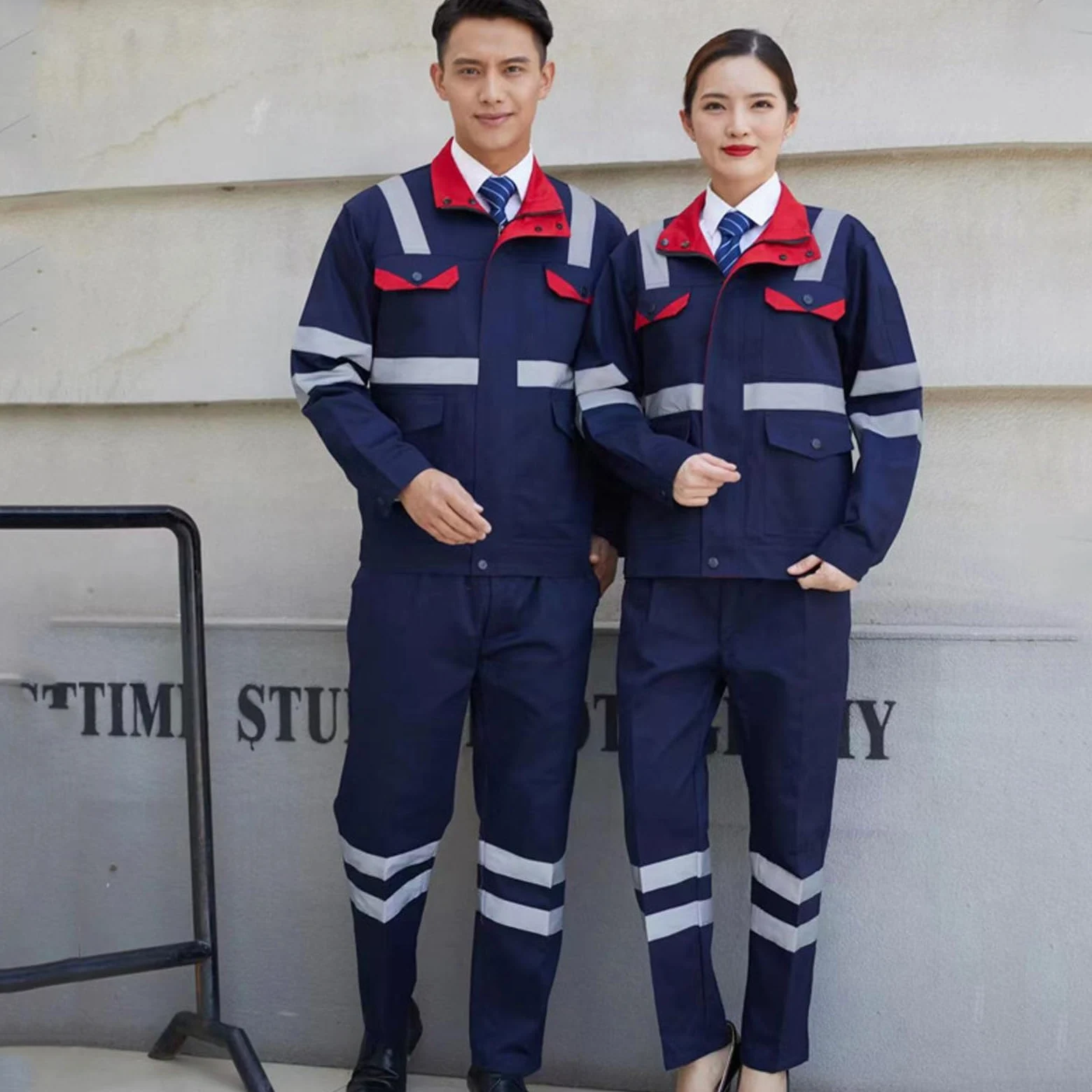Combinaison À Manches Longues Avec Fermeture À Glissière À Rayures Réfléchissantes Travail Ensemble De Vêtements De Travail Veste Et Pantalon Costume