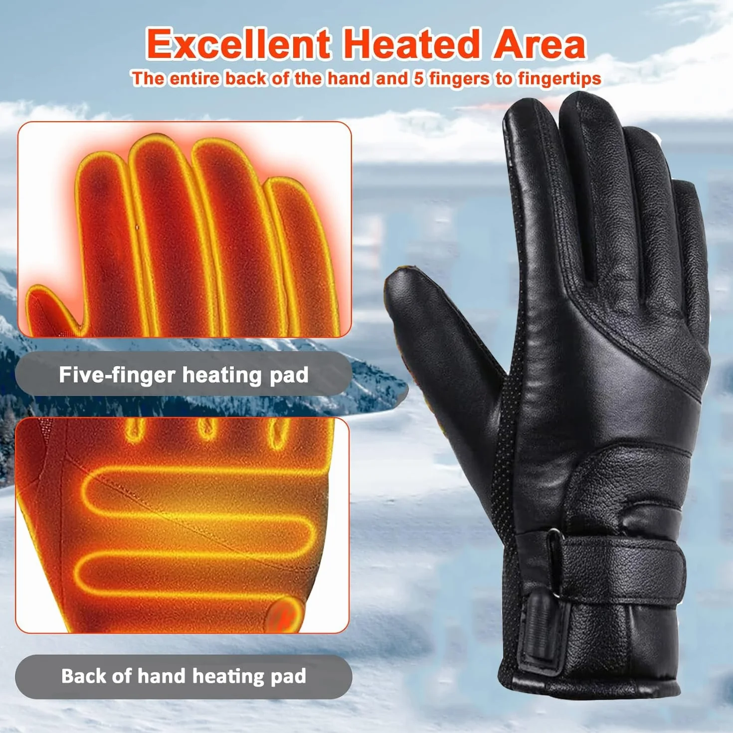 Gants Chauffants USB Homme Femme Imperméables Écran Tactile Moto Vélo Ski Patinage