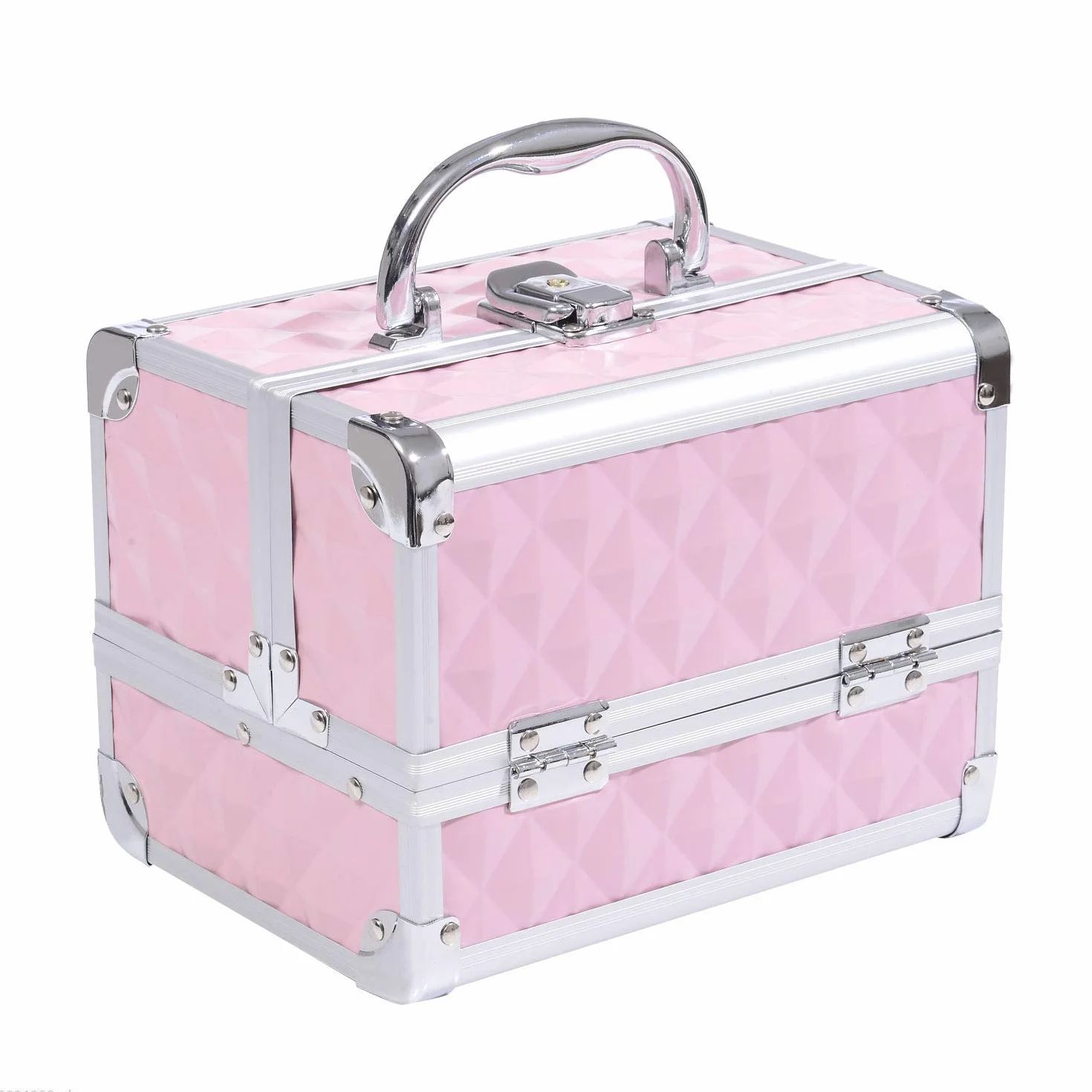 HOMCOM Mallette à Maquillage Rangement 3 Niveaux Miroir Verrouillage 2 Clés